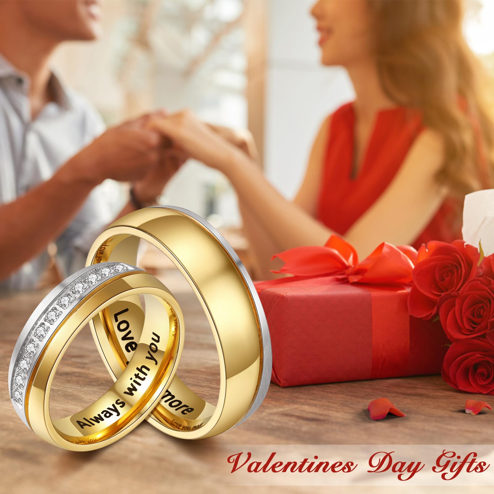 Personalized Matching Couples Rings Set - Stainless Steel His and Hers Wedding Bands - Custom Engraved Promise Rings for Couples - Perfect for Anniversaries, Engagements & Romantic Gifts