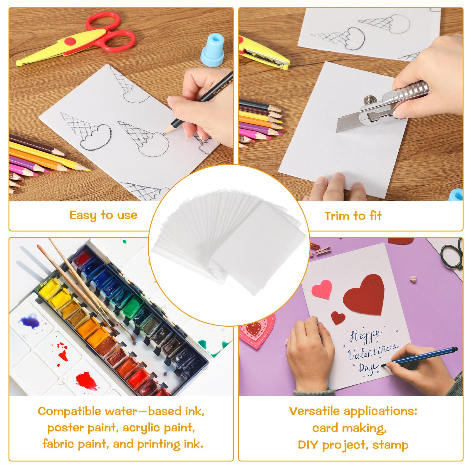 Cholemy 120 Pcs 4x6 Inch White Foam Sheets for Card Making, Scrapbooking & DIY Crafts - 1/20 Inch Thick Printing Plates for Stamping, Classroom Projects & Art Supplies (Perfect for Home, School & Office Use)