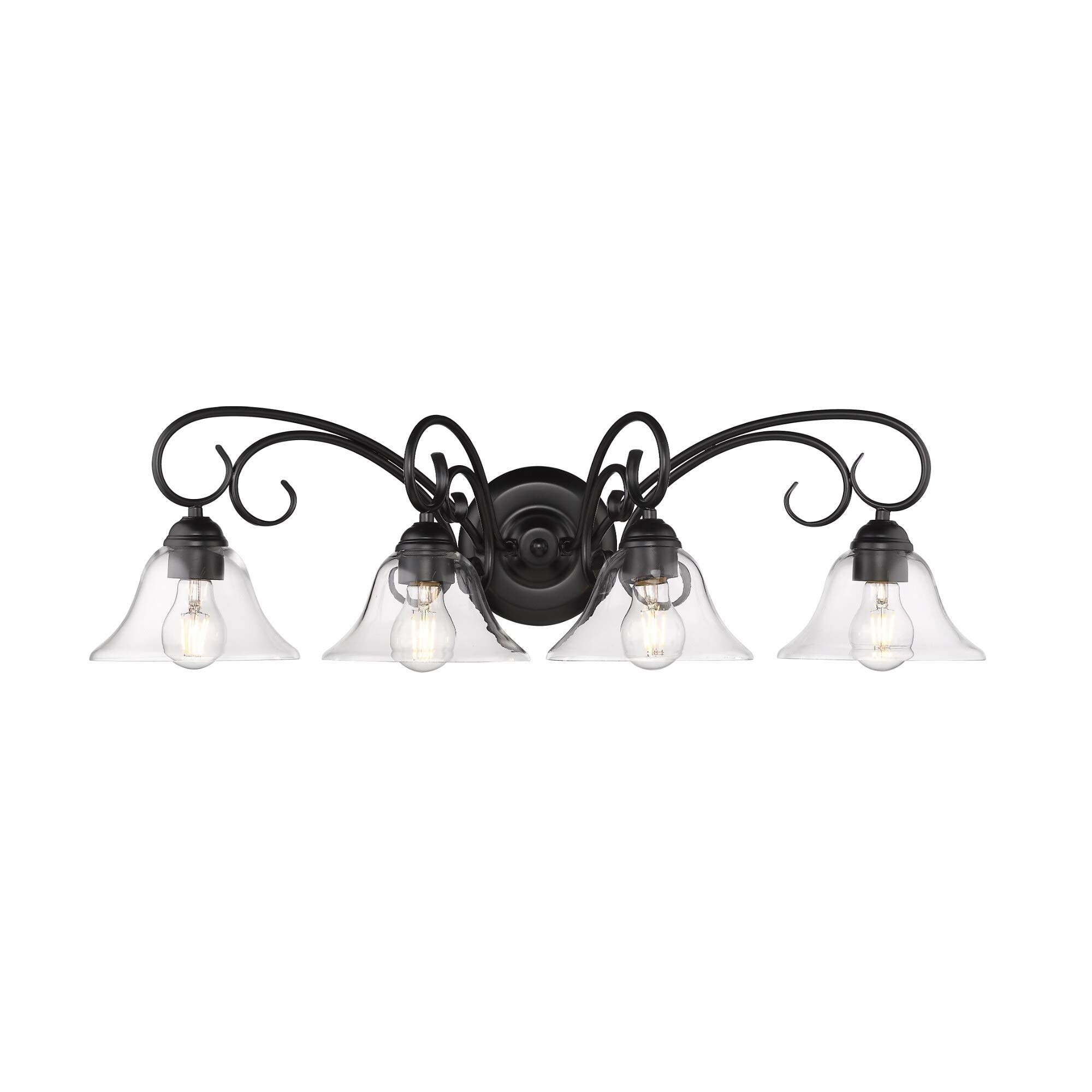 4-Light Bathroom Vanity Light Fixture - Pewter Black Grey Transitional Steel Dimmable Lighting for Modern Bathroom Decor | Perfect for Bathroom Renovation & Home Upgrade