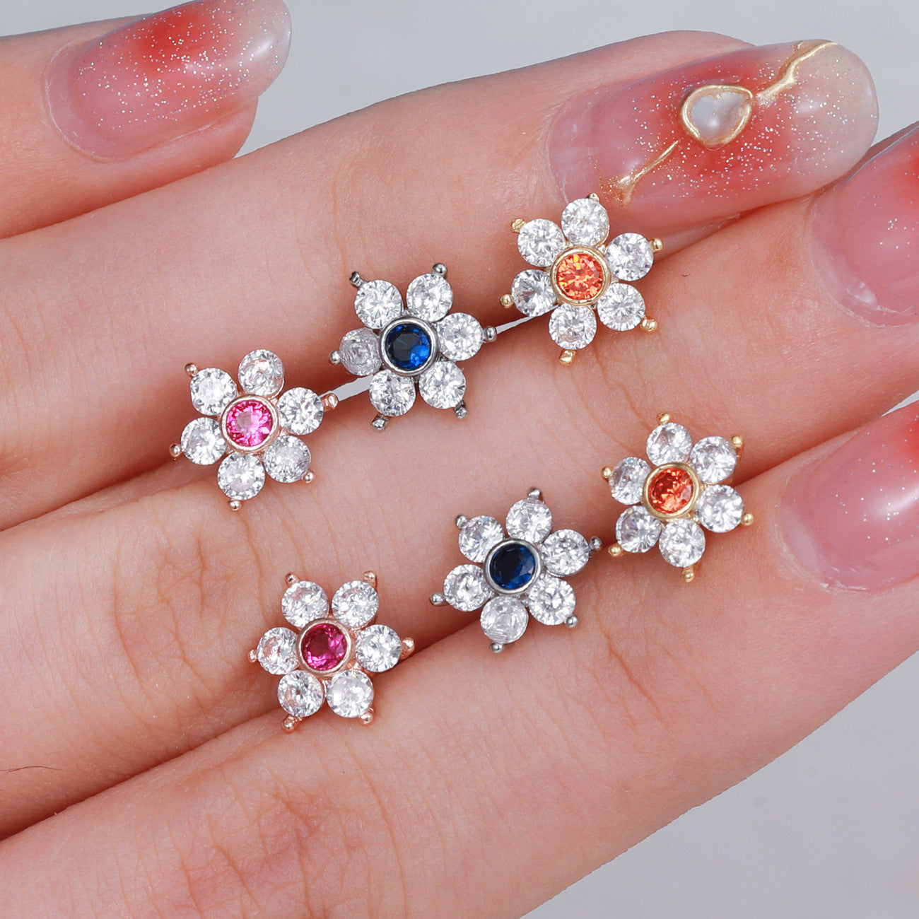 20G Cartilage Flower Stud Earrings, CZ Conch Stud Earrings, Dainty Gold Stud Earrings for Women | EGD0532 | Perfect for Everyday Wear, Parties & Gifts