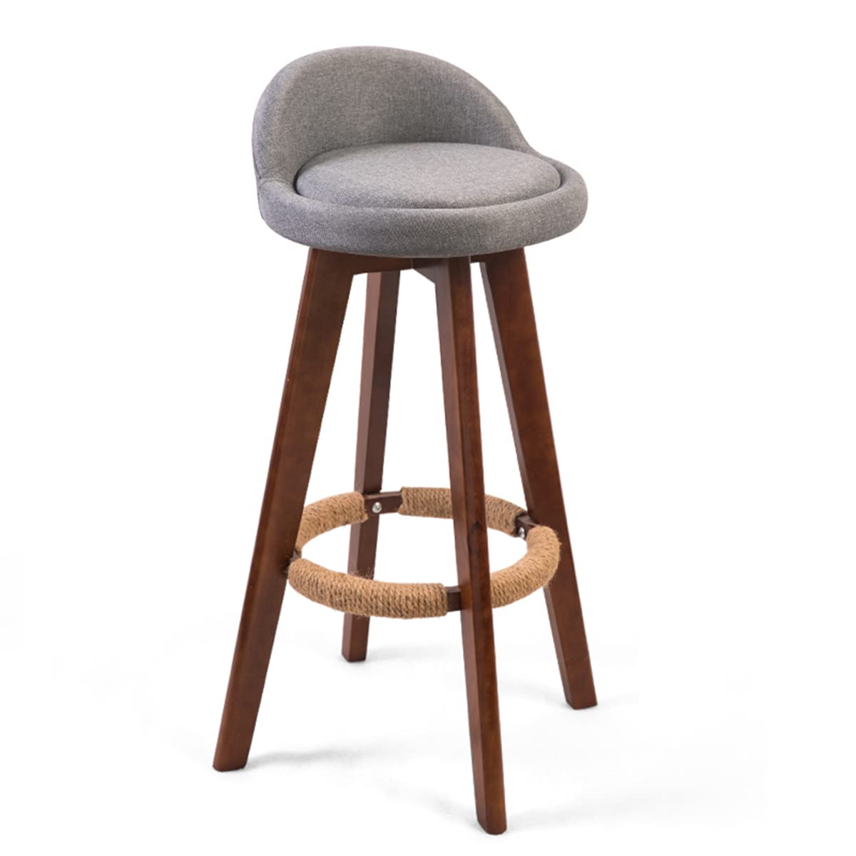 360° Swivel Bar Stools with Linen Seat & Wood Frame - Adjustable Height Dining Chairs for Kitchen, Breakfast Bar, Pub, Café & Home - Perfect for Entertaining & Small Space Dining