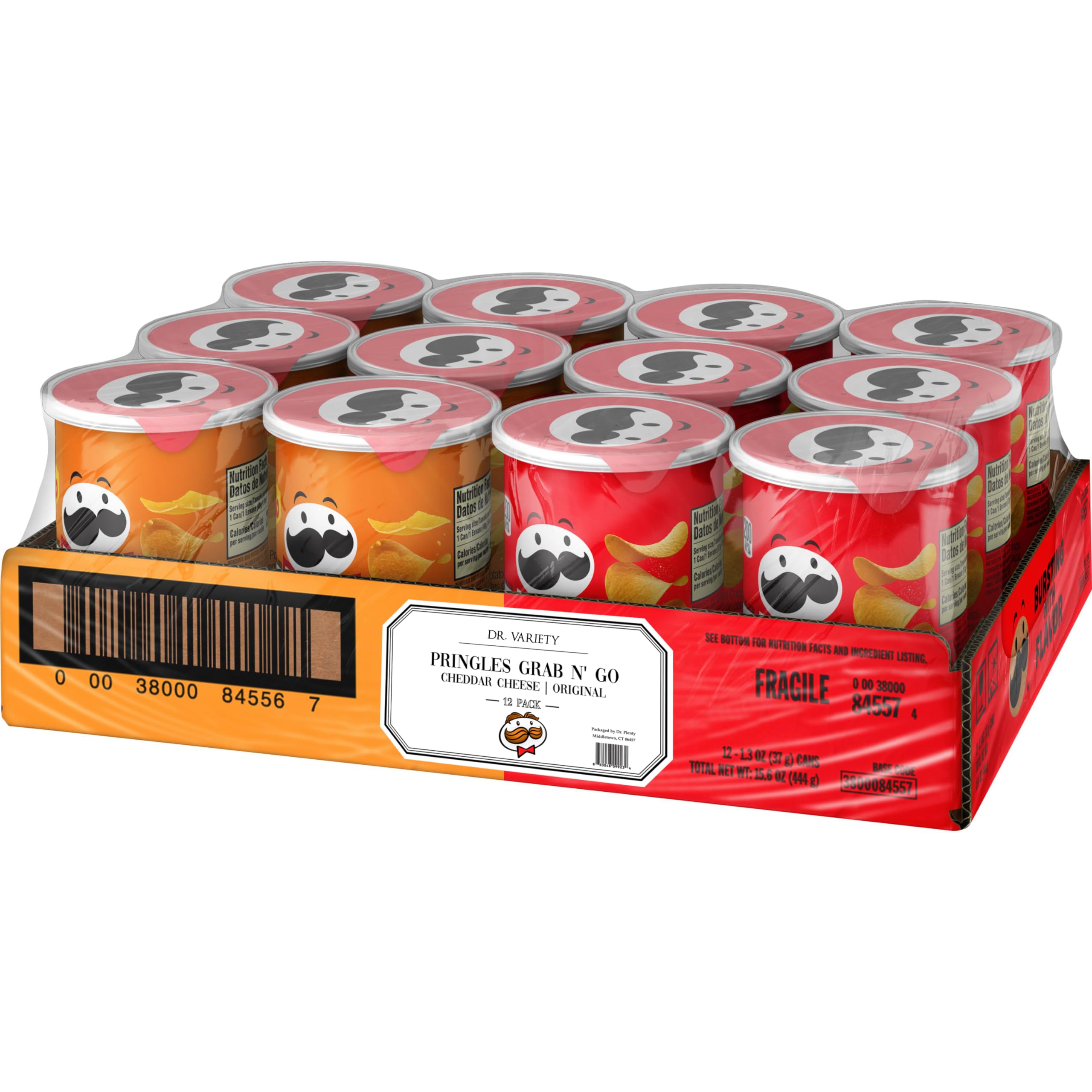 Pringles Potato Crisps Chips - Cheddar Cheese & Original Flavors, 12 Pack | Kids Lunch Snacks, On-the-Go Treats, Party Food & Office Snacks