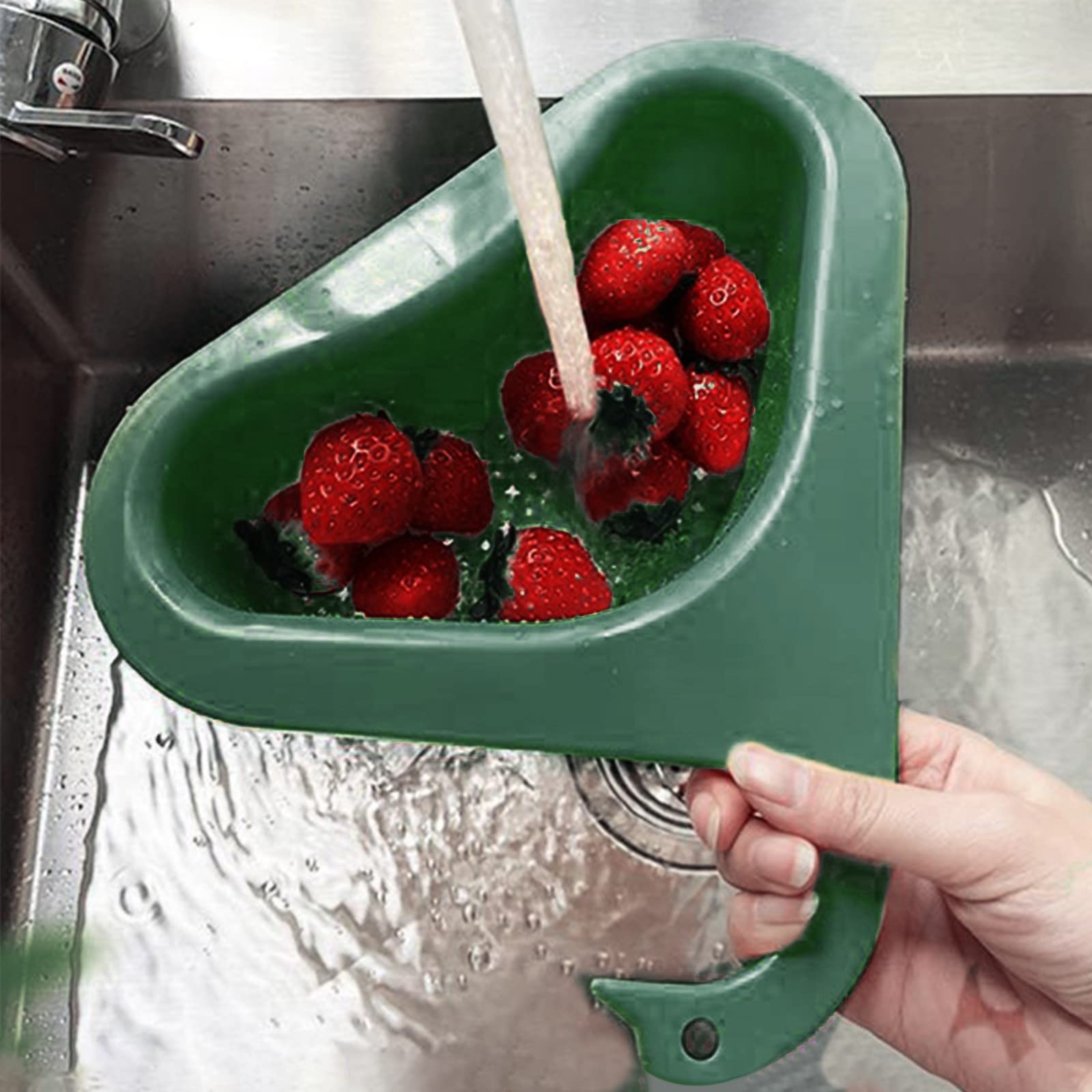 Non-Slip Silicone Sink Strainer Mat Set - 2-Piece Kitchen Organizer for Fruits & Vegetables, Dish Drying Rack, Tea Basket Filter - Modern Green Sink Tray for Easy Storage & Drainage - Perfect for Kitchen Countertops & Sink Organization