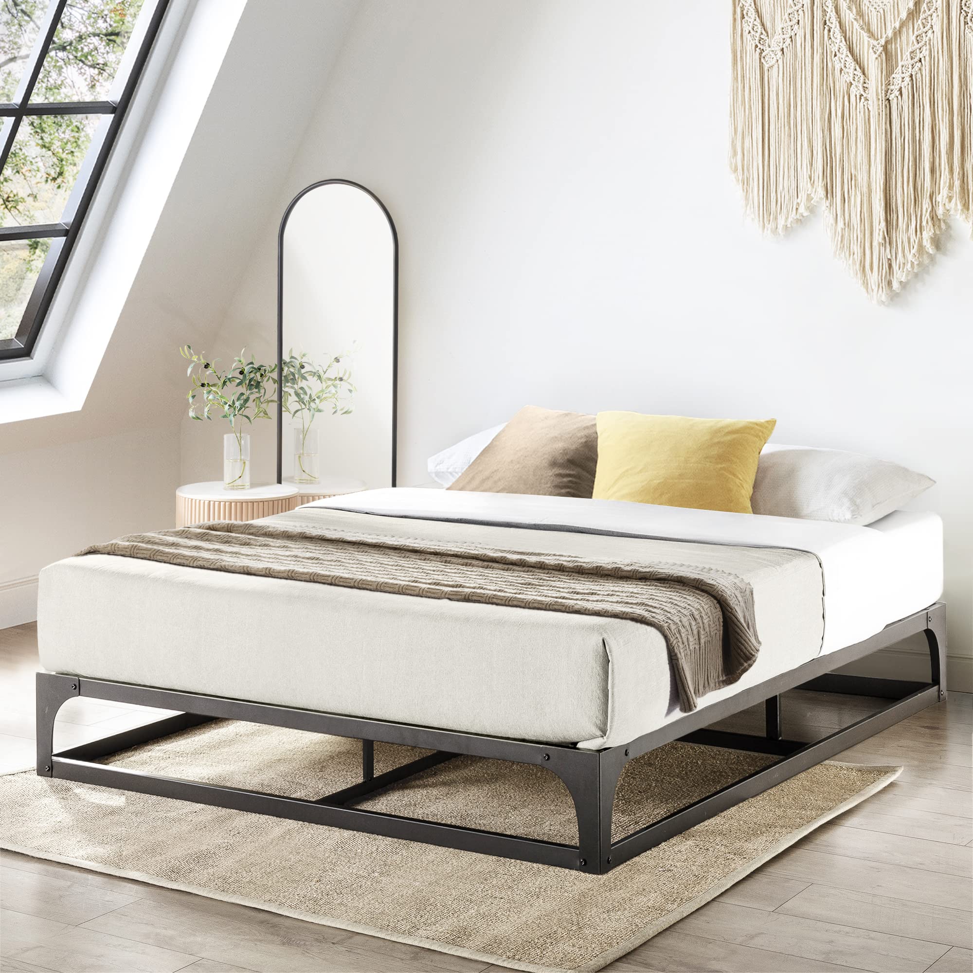 9 Inch Heavy Duty Metal Platform Bed Frame with Steel Slat Support - Full Size Black Bed Frame for Adults, No Box Spring Needed | Perfect for Modern Bedrooms & Guest Rooms