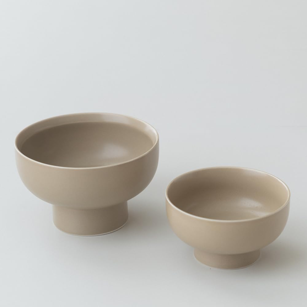 Ceramic Pedestal Fruit Bowl - Small Round Salad Bowl for Coconut Café Decor