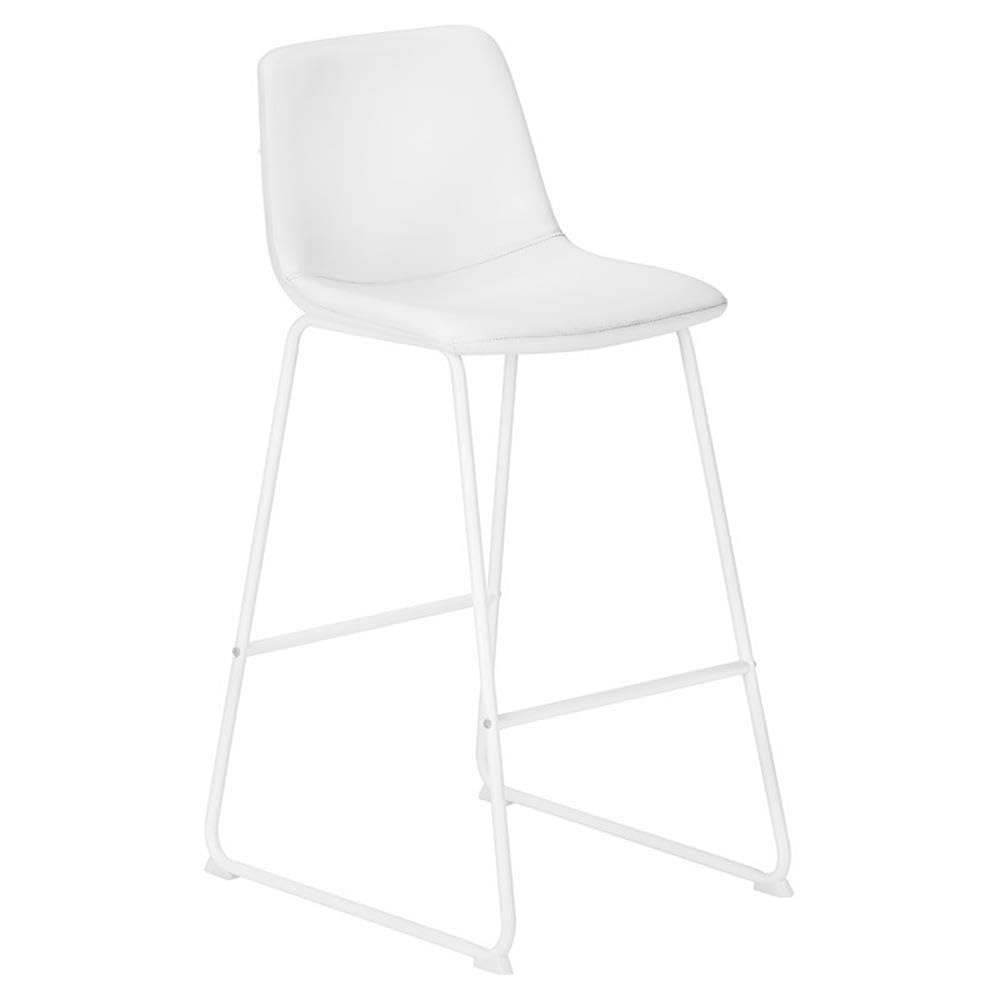 Monarch Specialties I 7750 White Modern Office Chair - Bar Height Standing Computer Desk Chair with PU Leather Look & Metal Frame - Perfect for Home Office, Gaming, and Workspace