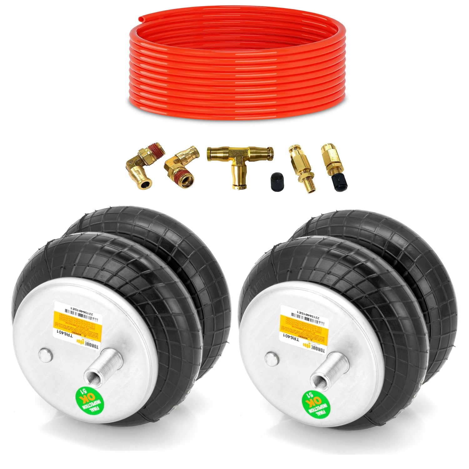 TORQUE 2-Piece TR6401 Air Bag Replacement Kit for Firestone 6401 Ride-Rite Air Suspension - Compatible with Torque Airbag Suspension Kits, Includes Fittings & Tubing (Replaces Firestone 6401 Air Bag) - Perfect for Truck & RV Suspension Upgrades, Heavy-Duty Towing & Smooth Ride Enhancement