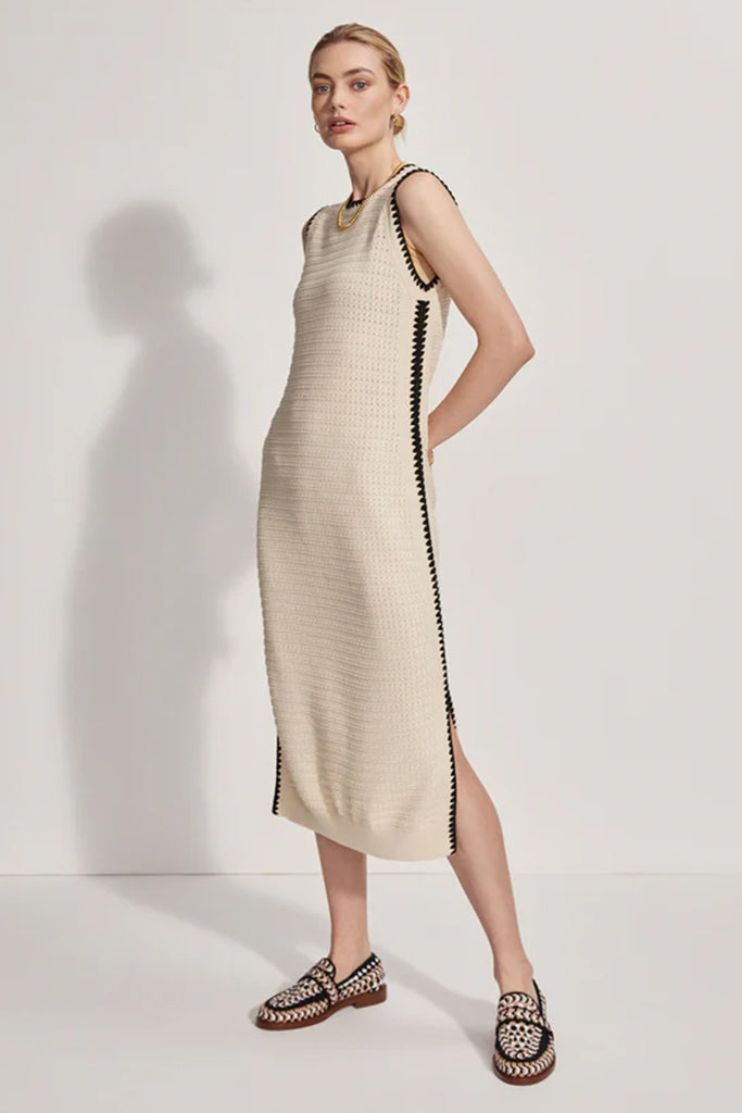 Varley Dwight Tank Knit Dress - Women's Casual Summer Knitted Dress in Birch Color | Perfect for Beach Vacations, Brunch Dates & Weekend Getaways