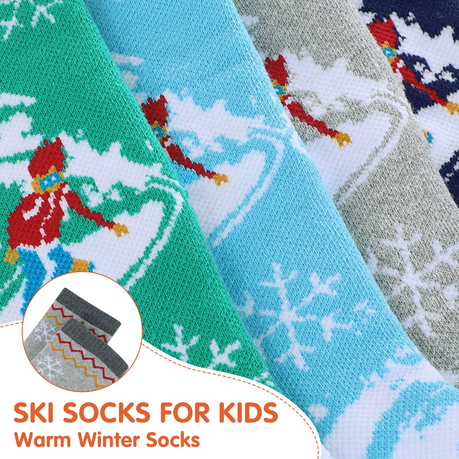 American Trends Kids Wool Socks - Winter Warm Thick Woolen Socks for Boys & Girls - Perfect for Skiing, Snowboarding & Cold Weather Activities