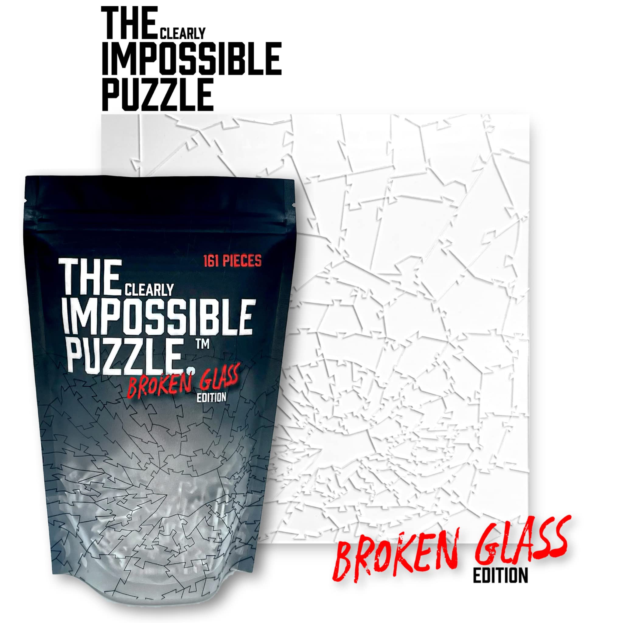 Broken Glass Puzzle - 161 Piece Clear Jigsaw Puzzle for Adults - Challenging & Fun Impossible Puzzle (10x10 Inches) - Perfect for Brain Teasers, Family Game Night & Stress Relief