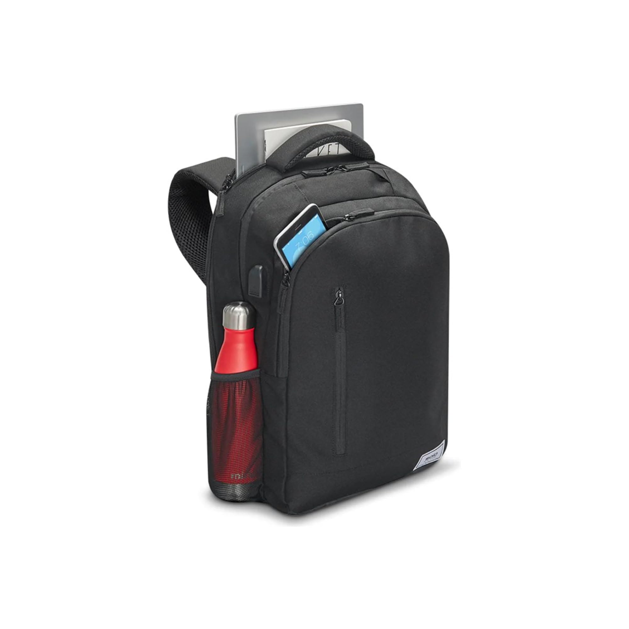 Solo New York Re:Define Laptop Backpack for 15.6 Inch Laptop - Durable Water-Resistant Business Backpack with USB Charging Port - Perfect for Work, Travel & College Students (Black)