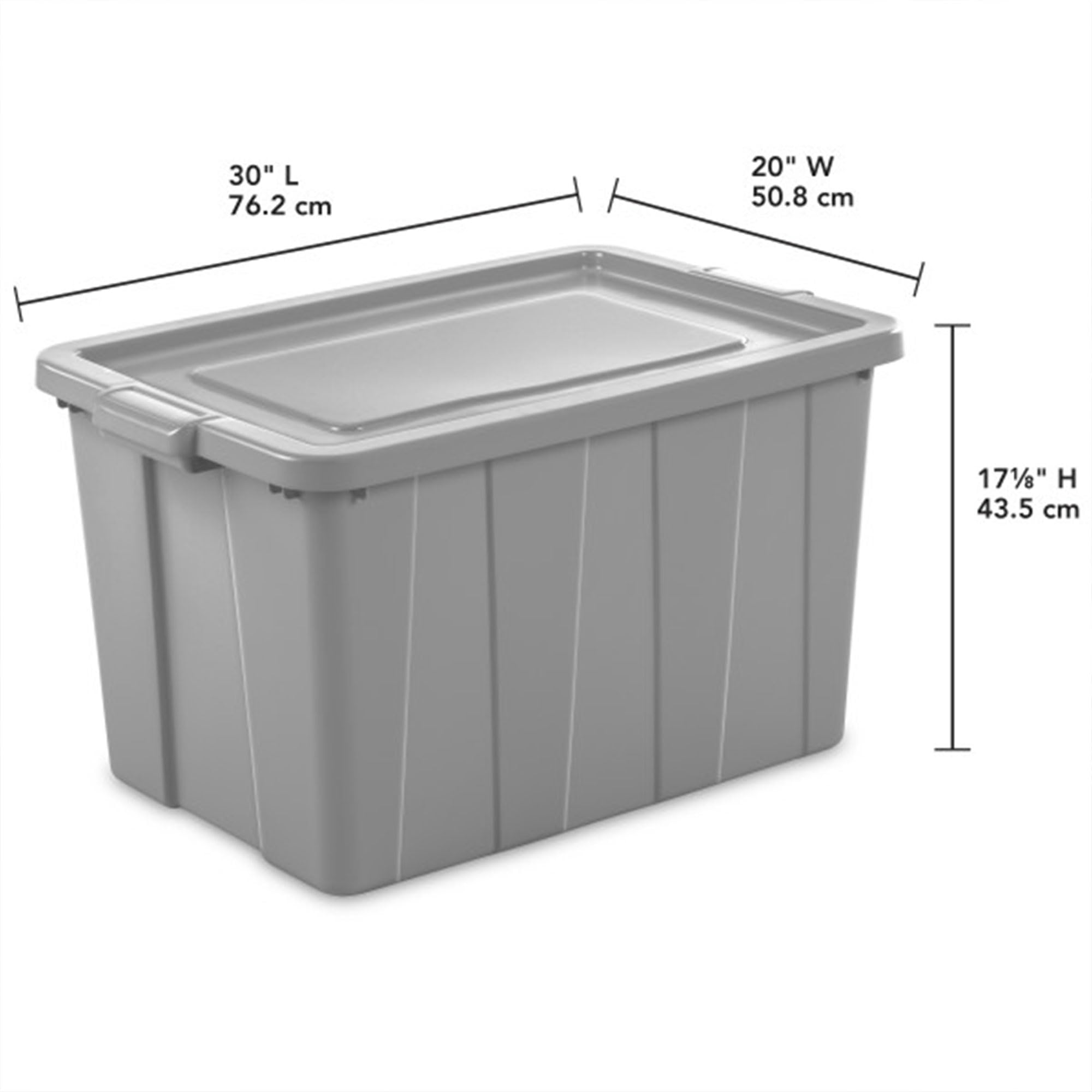 Sterilite Tuff1 30 Gallon Heavy Duty Plastic Storage Bins with Lids - Stackable, Durable & Weather Resistant for Basement, Garage, Attic Organization - Perfect for Seasonal Decor, Toys & Household Items (12 Pack, Gray)