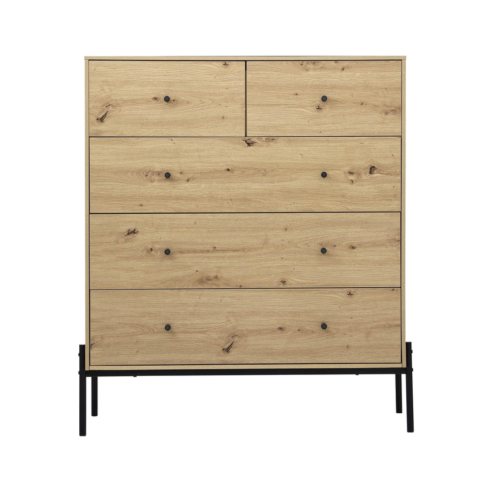 5-Drawer Chest of Drawers - ARNO Pine Solid Wood Dresser for Bedroom & Living Room Storage | Modern Farmhouse Furniture for Organizing Clothes, Linens & Home Essentials