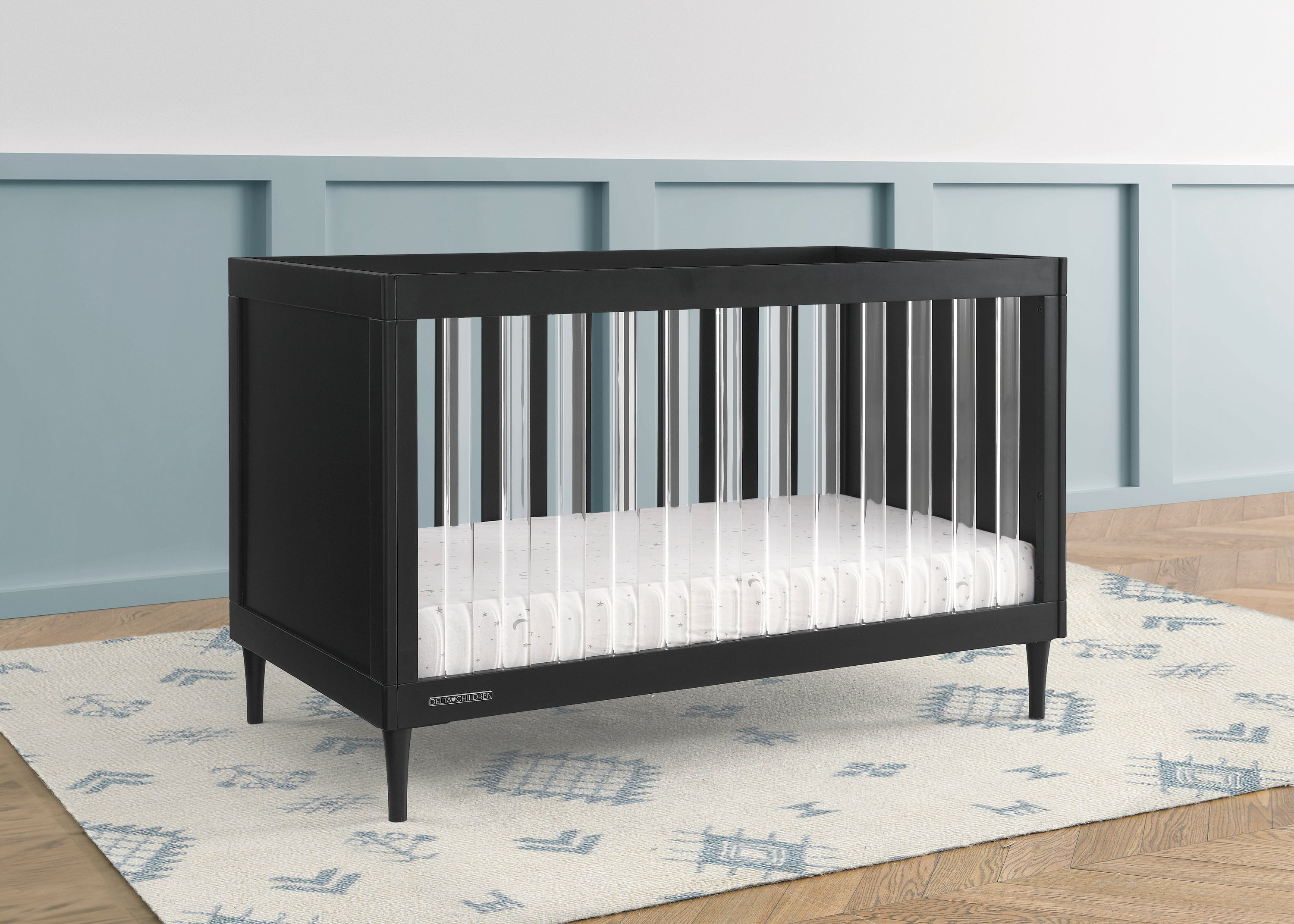 Bowie 4-in-1 Convertible Baby Crib - Toddler Bed, Daybed & Full-Size Bed - Safe & Stylish Nursery Furniture for Newborns to Teens - Perfect for Baby Rooms, Daycare Centers & Guest Bedrooms