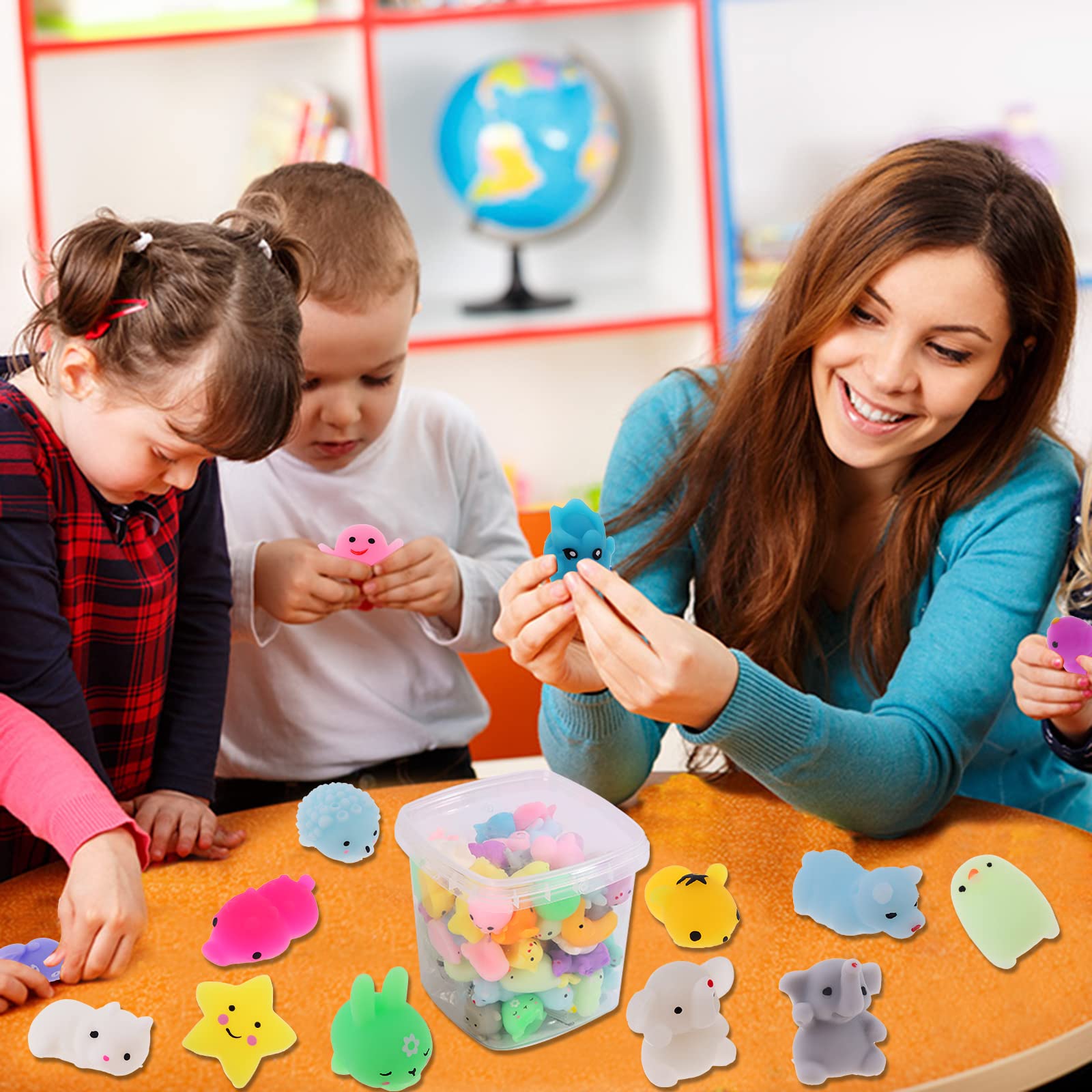 Bingcute 72 PCS Mochi Squishy Toys - Kawaii Squishy Animals for Kids, Party Favors, Classroom Prizes, Easter Basket Fillers & Stress Relief - Bulk Squishies for Sensory Play, Pinata Stuffers & Fidget Toys
