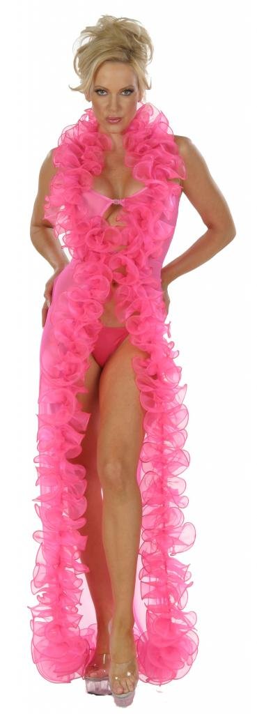 Sexy Women's Stretch Mesh Ruffle Robe in Hot Pink - Soft Lingerie for Boudoir, Bridal Shower & Romantic Nights
