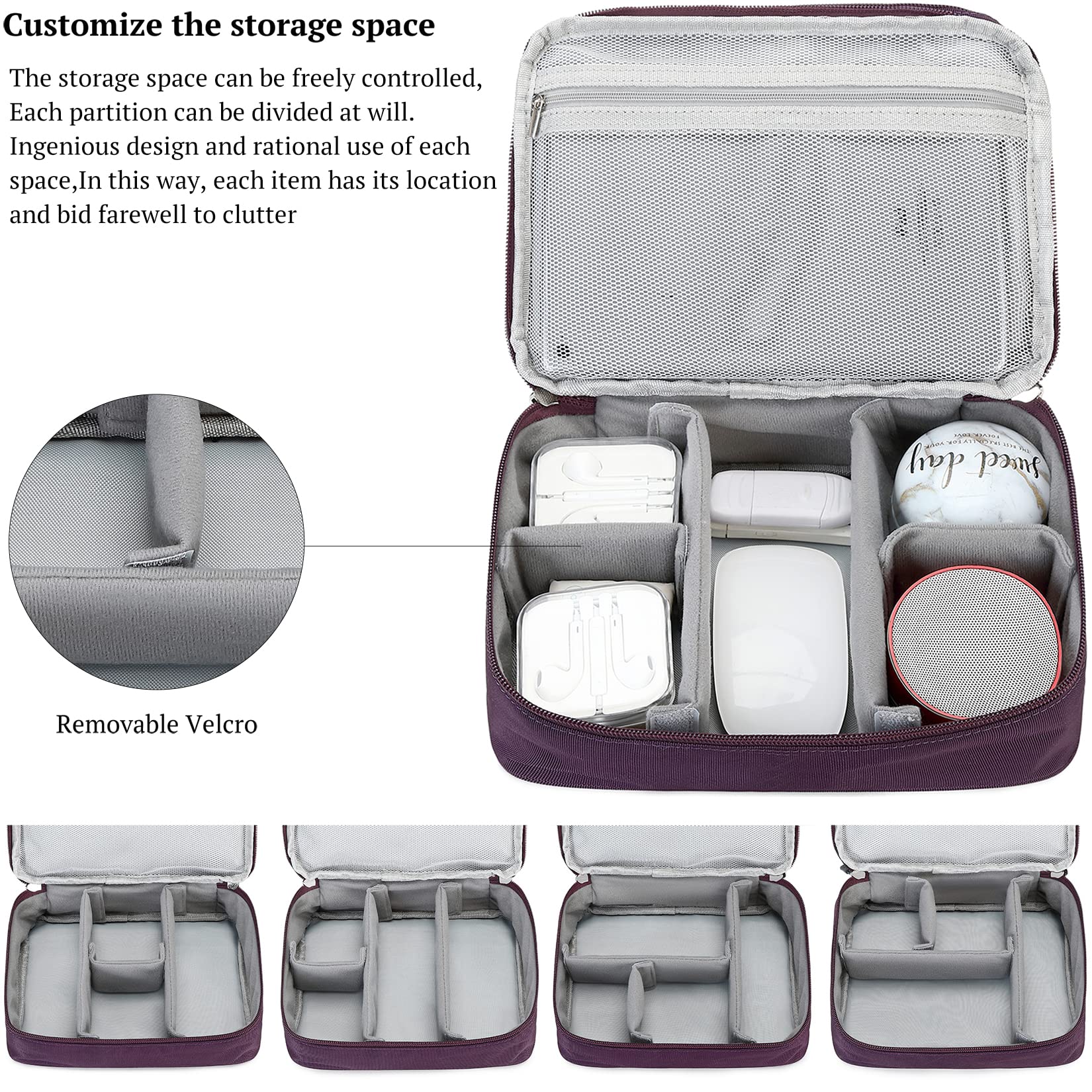Portable Waterproof Travel Charger Cable Organizer Bag - Double Layer Electronics Storage Case for Hard Drives, Phones, USB Cables & SD Cards - Perfect for Travel, Office & Car Organization (Black)