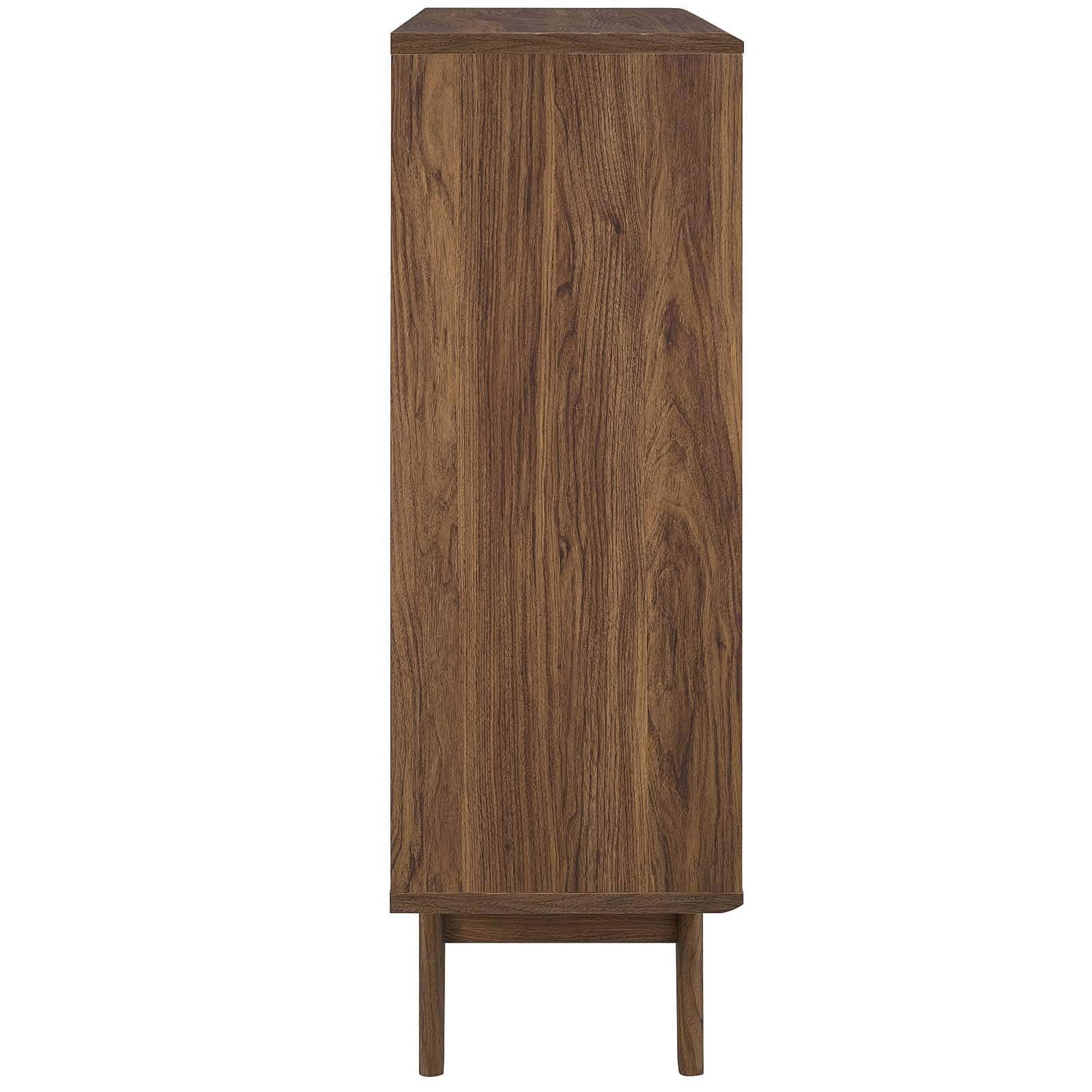 Modern Wooden Living Room Cabinet - Natural Walnut Brown Stand for Lounge, Club & Lobby - Stylish Storage Solution for Home & Office Decor