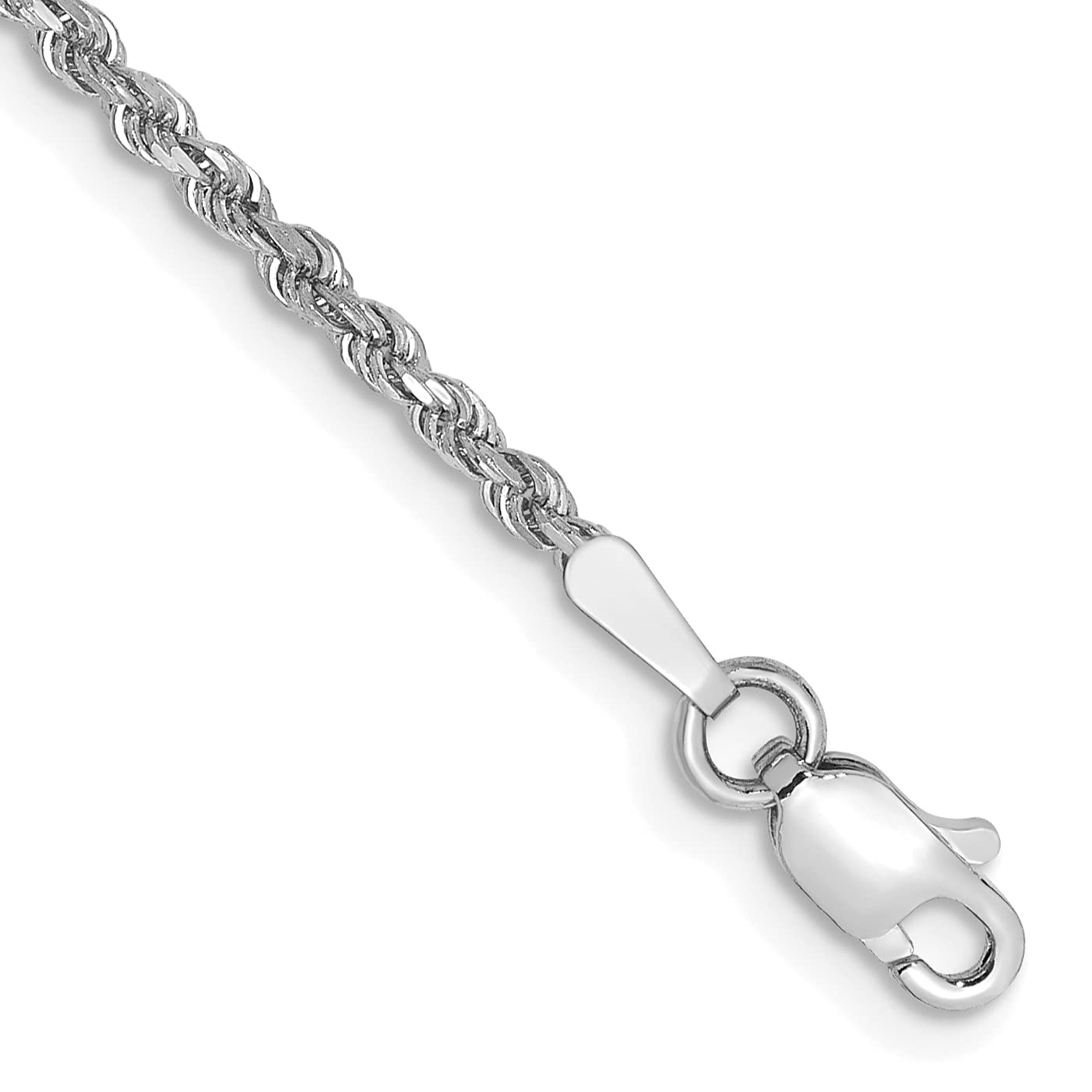 10K White Gold 1.75mm Diamond-Cut Rope Chain Necklace, Bracelet or Anklet for Women - Elegant Jewelry Gift for Anniversary, Birthday, Valentine's Day | Perfect for Weddings, Parties, Everyday Wear & Special Occasions | Office, Date Night, Cocktail Events & Formal Gatherings | Ideal for Work, Dating, Evening Out & Luxury Occasions