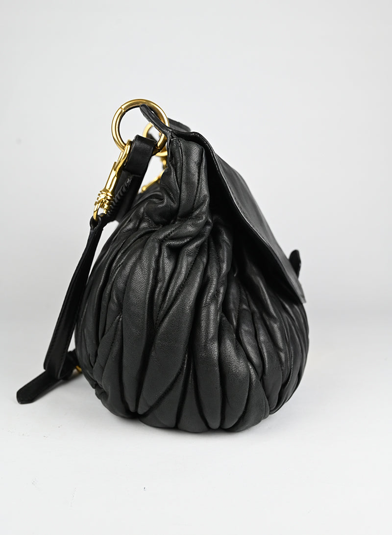 Miu Miu Black Quilted Leather Handbag - Luxury Designer Shoulder Bag for Women, Perfect for Work, Evening Events & Travel