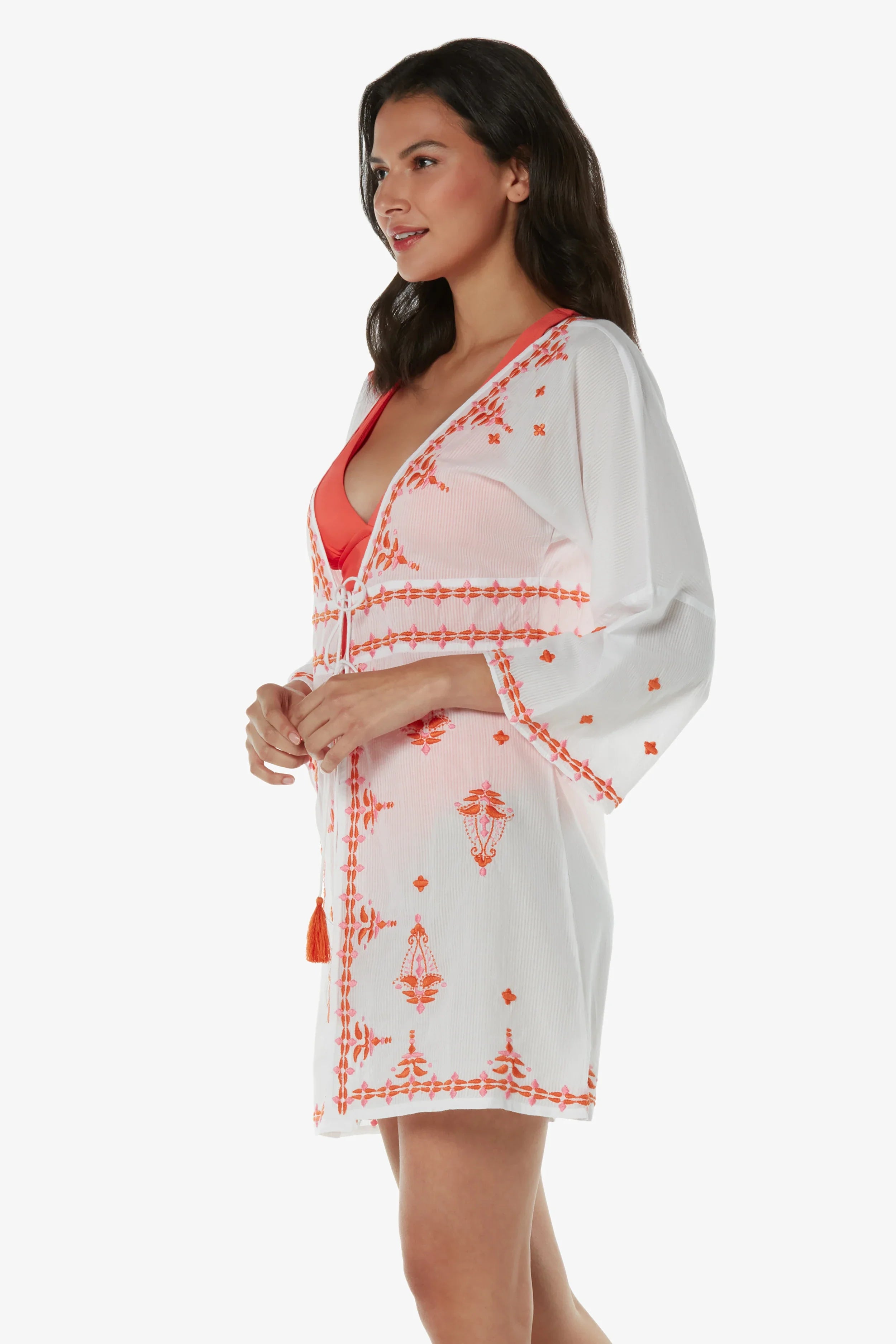 Nola Tunic Top - Coral Pink Women's Casual Blouse for Summer | Perfect for Beach Outfits, Vacation Wear & Boho Style