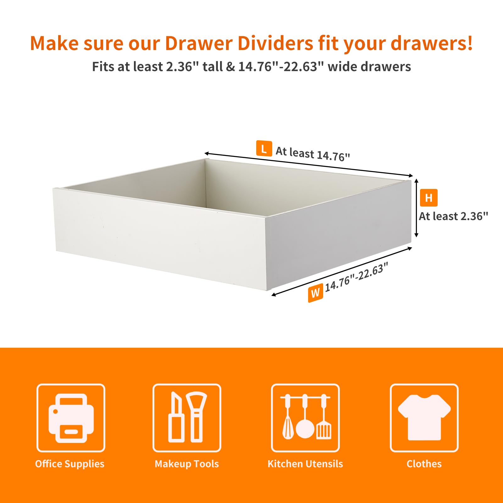 Adjustable Plastic Drawer Dividers 3 Pack - 2.36