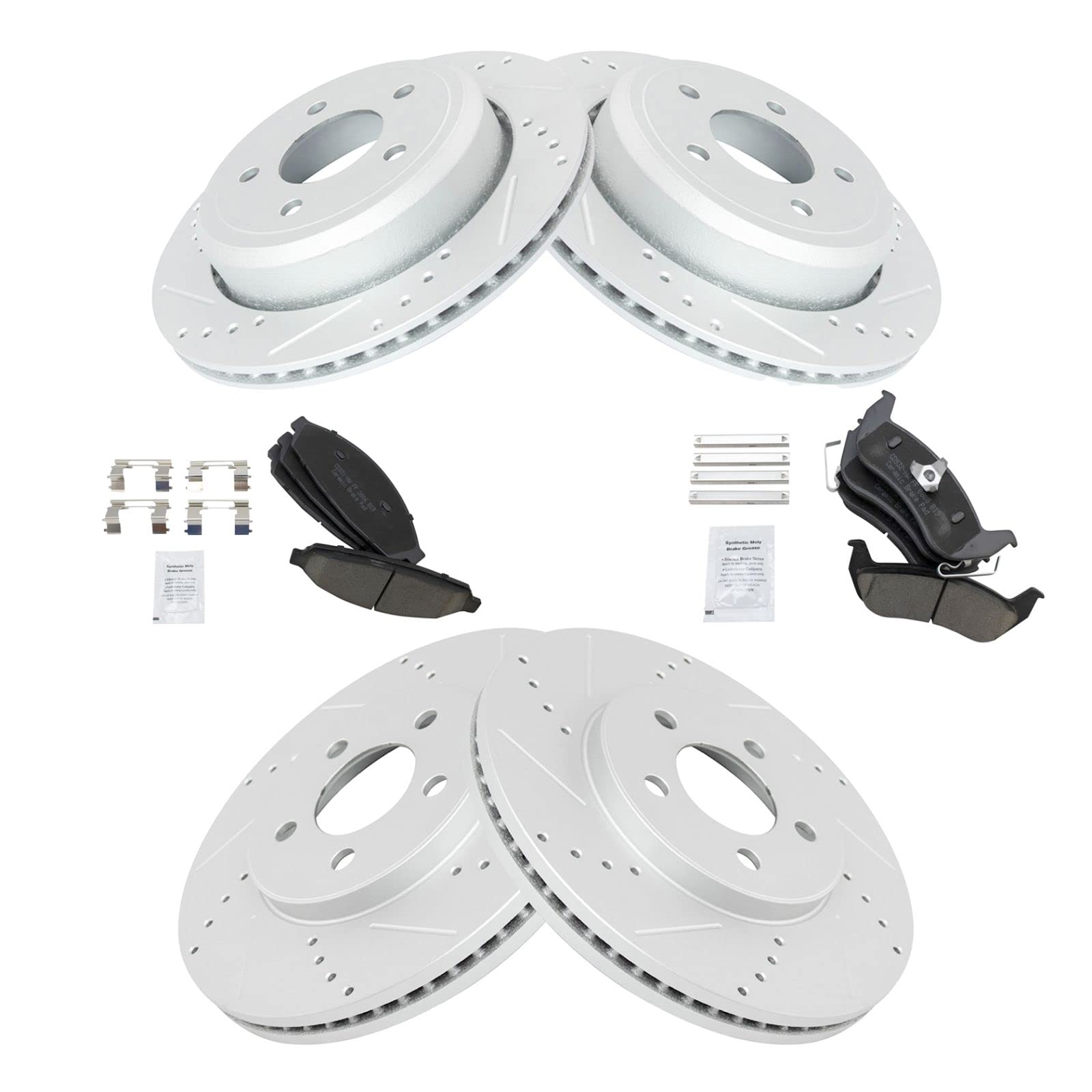 Premium Ceramic G-Coated Front & Rear Brake Pad & Rotor Kit - Compatible with 2003-2011 Ford Crown Victoria, Mercury Grand Marquis, 2003-2004 Marauder - High Performance Braking for Smooth Stops & Longevity