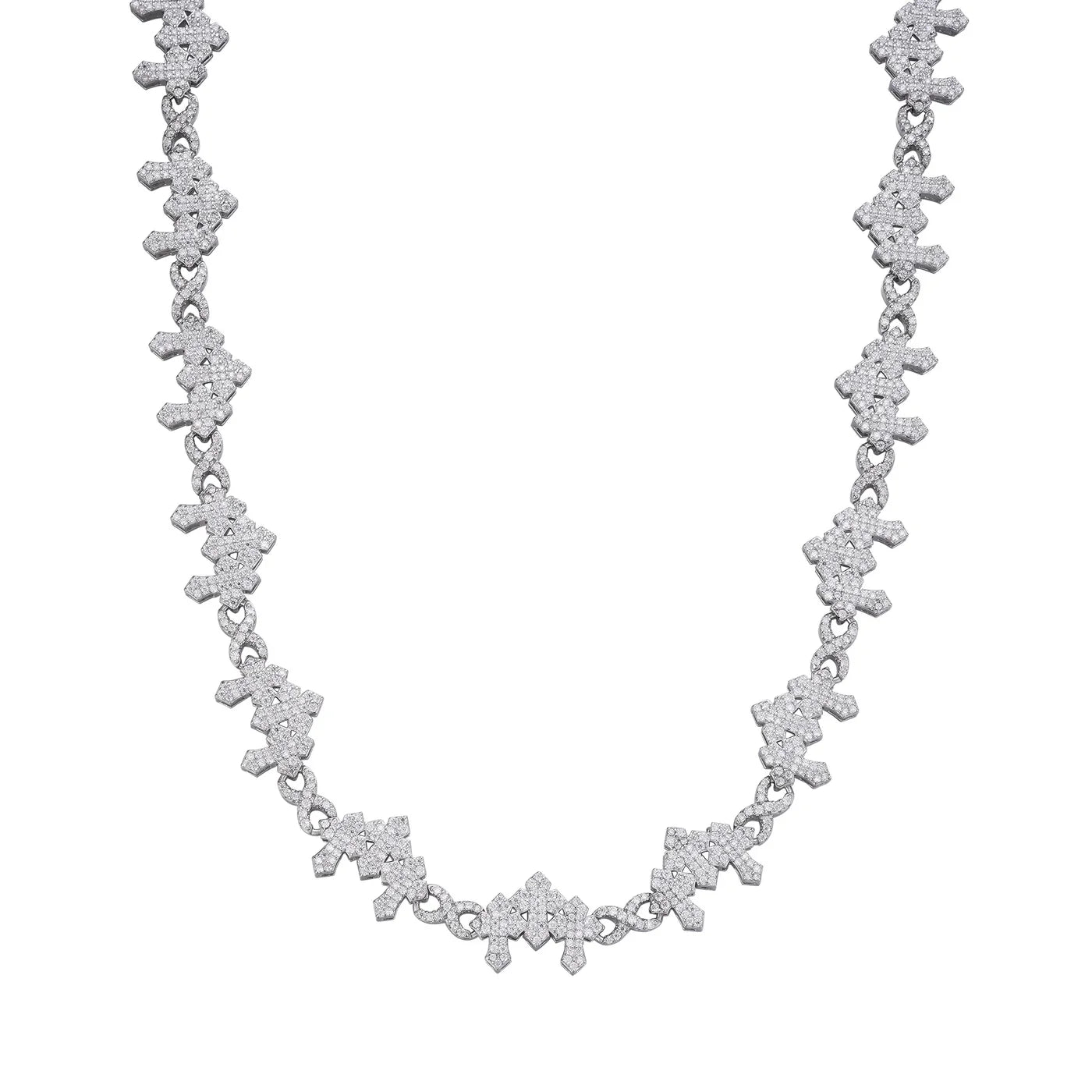 Moissanite 3 Cross Pendant Necklace for Women - 925 Sterling Silver Triple Link Chain - Perfect for Gifts, Weddings & Everyday Elegance