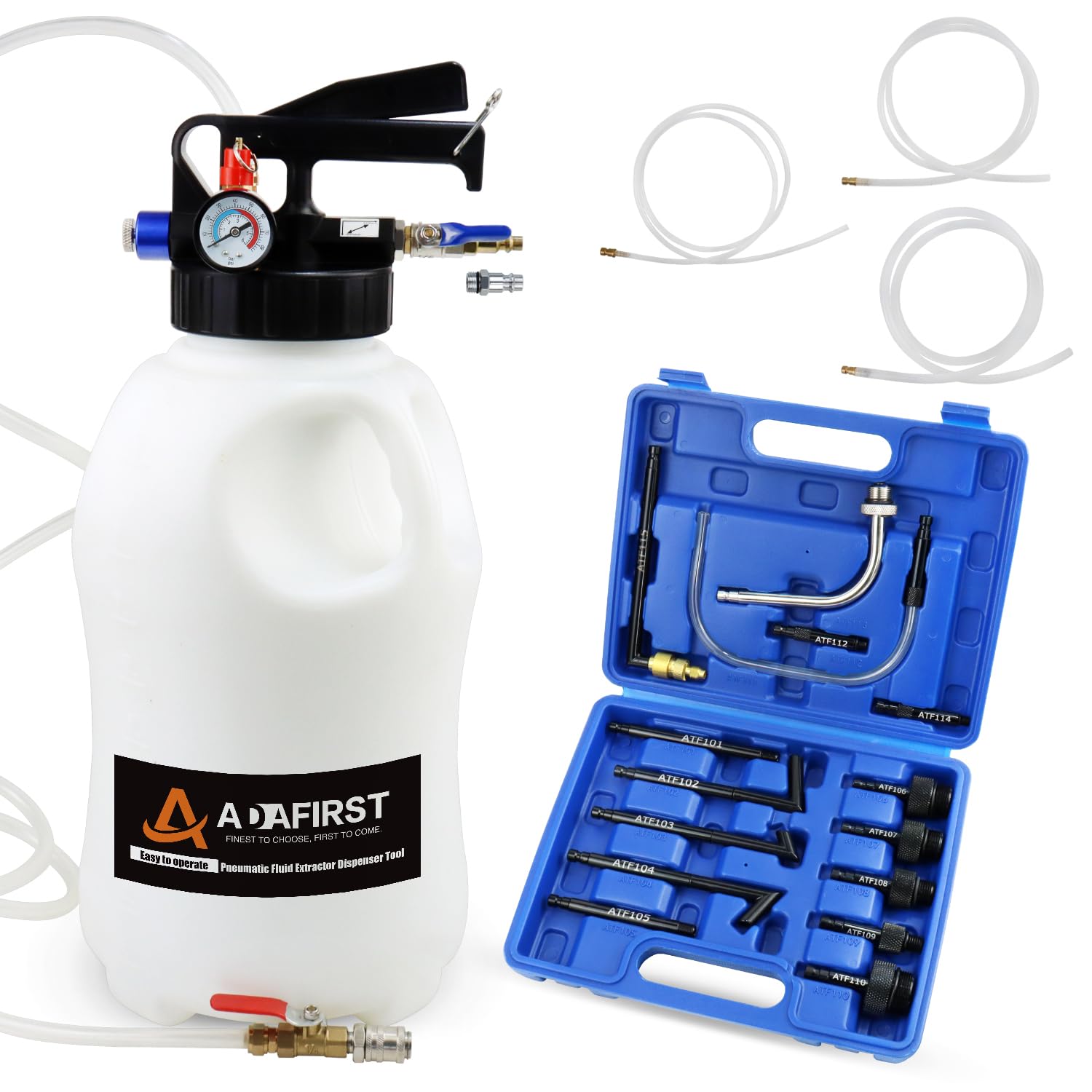 10L Pneumatic Transmission Fluid Transfer Pump Kit - ATF, Gear Oil & Differential Oil Extractor & Dispenser Tool with Adapters - Perfect for Garage, Auto Shop & DIY Car Maintenance