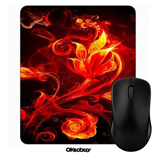 Fire Rose Flowers Mouse Pad - Custom European City Landscape Design, Non-Slip Rubber Backing Gaming Mousepad for PC, Laptop, Office & Home Use