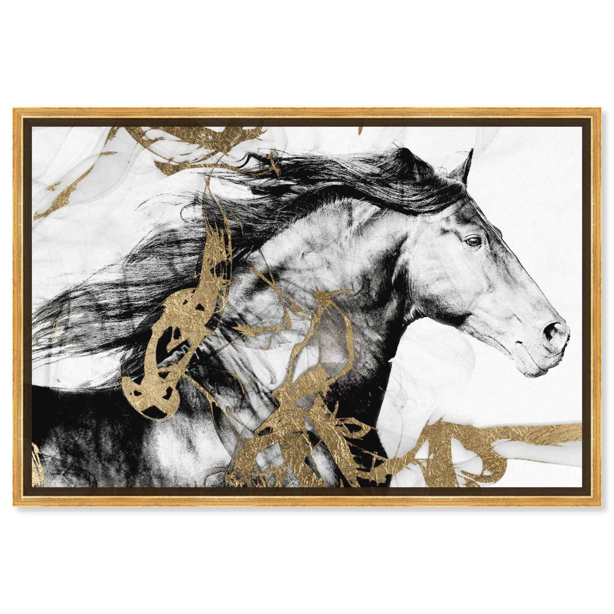 Premium Farm Animals Framed Wall Art Canvas Prints - Gold & Black Beauty Decor for Living Room, Bedroom, or Nursery | Modern Home & Office Wall Decor