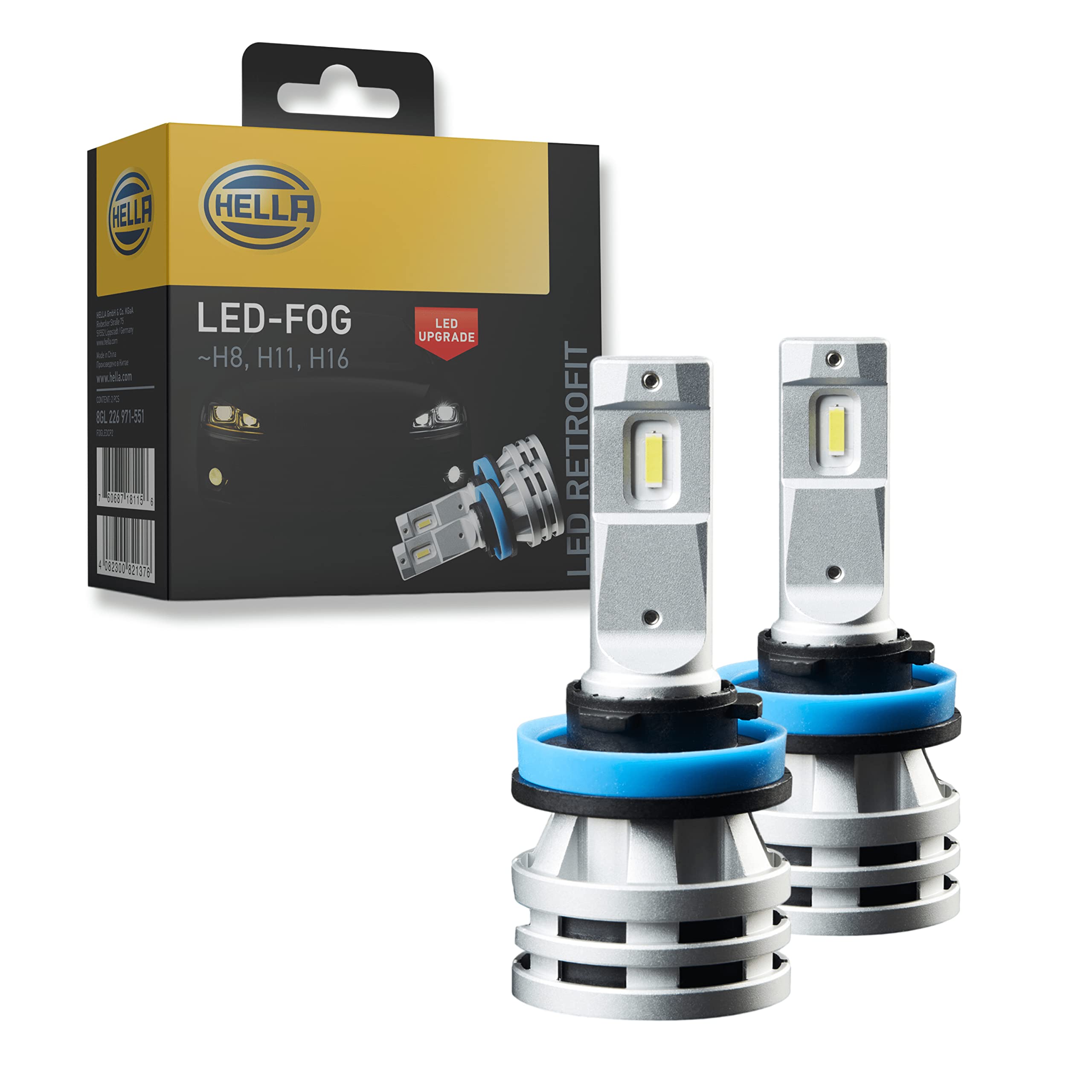 H11 H8 H16 LED Fog Light Bulbs - 6500K Cool White - Super Bright Replacement Bulbs for Car Fog Lamps - Pack of 2 - Perfect for Night Driving & Bad Weather Visibility