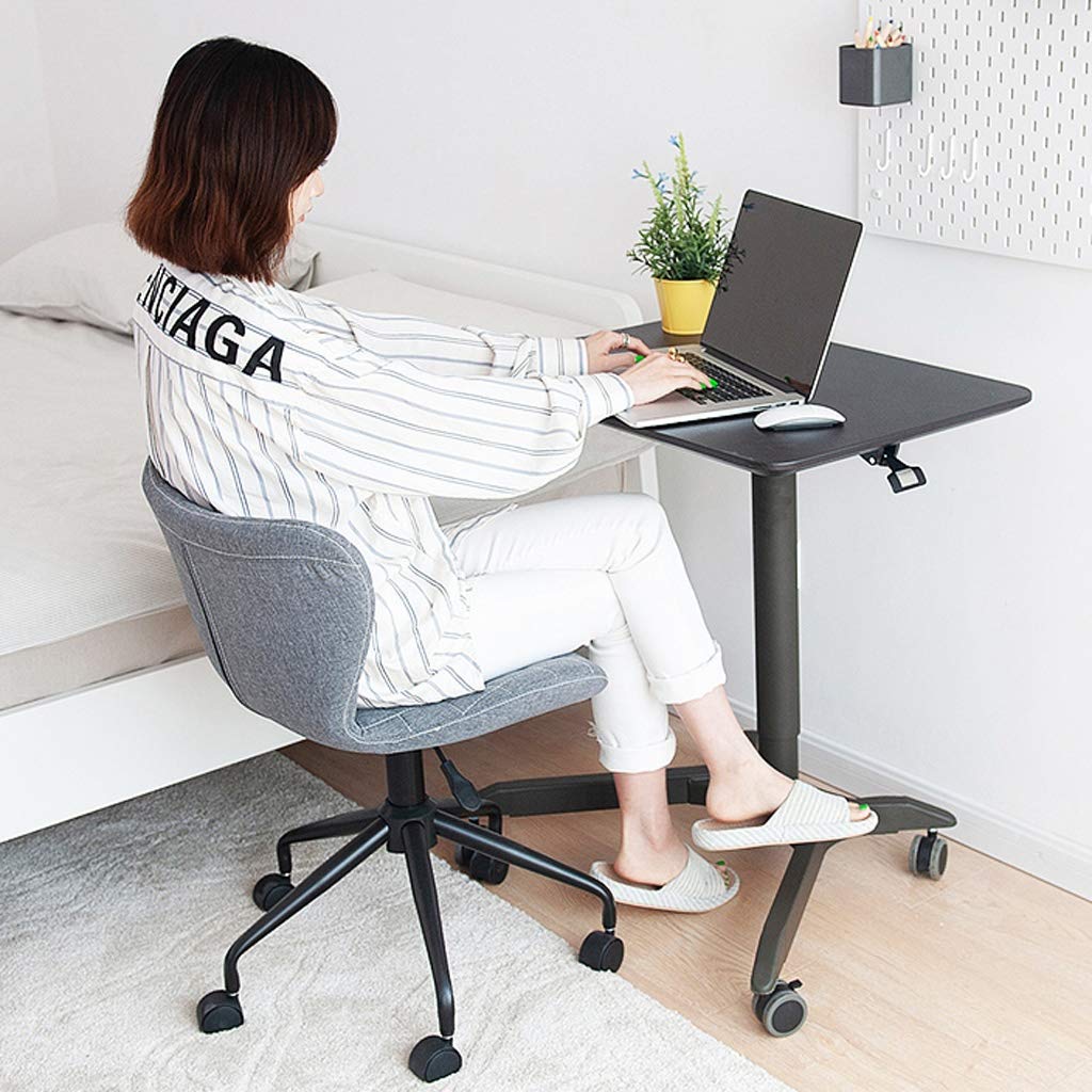 Adjustable Height Standing Desk with Wheels - Mobile Workstation for Home & Office, Ergonomic Computer Desk with Pulley System, White - Perfect for Small Spaces & Remote Work