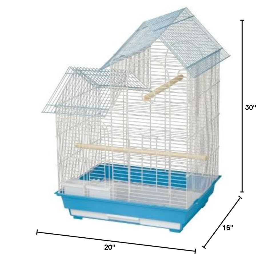 King's Cages ES 2016 H House Top Bird Cage for Finches, Lovebirds & Canaries - Durable Black Birdcage with Playtop for Small Birds - Perfect for Home, Office or Aviary Use