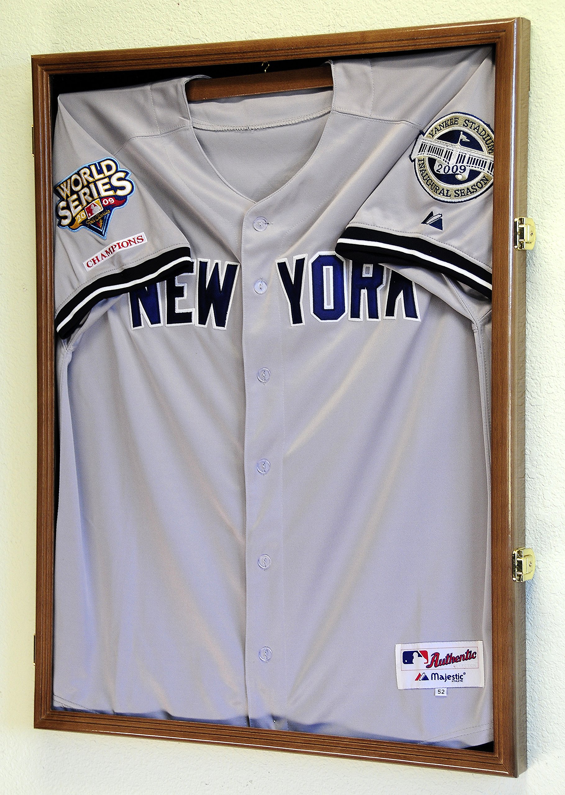 Premium Baseball Jersey Display Case with 98% UV Protection - Walnut Finish for Sports Memorabilia Collection & Home Decor