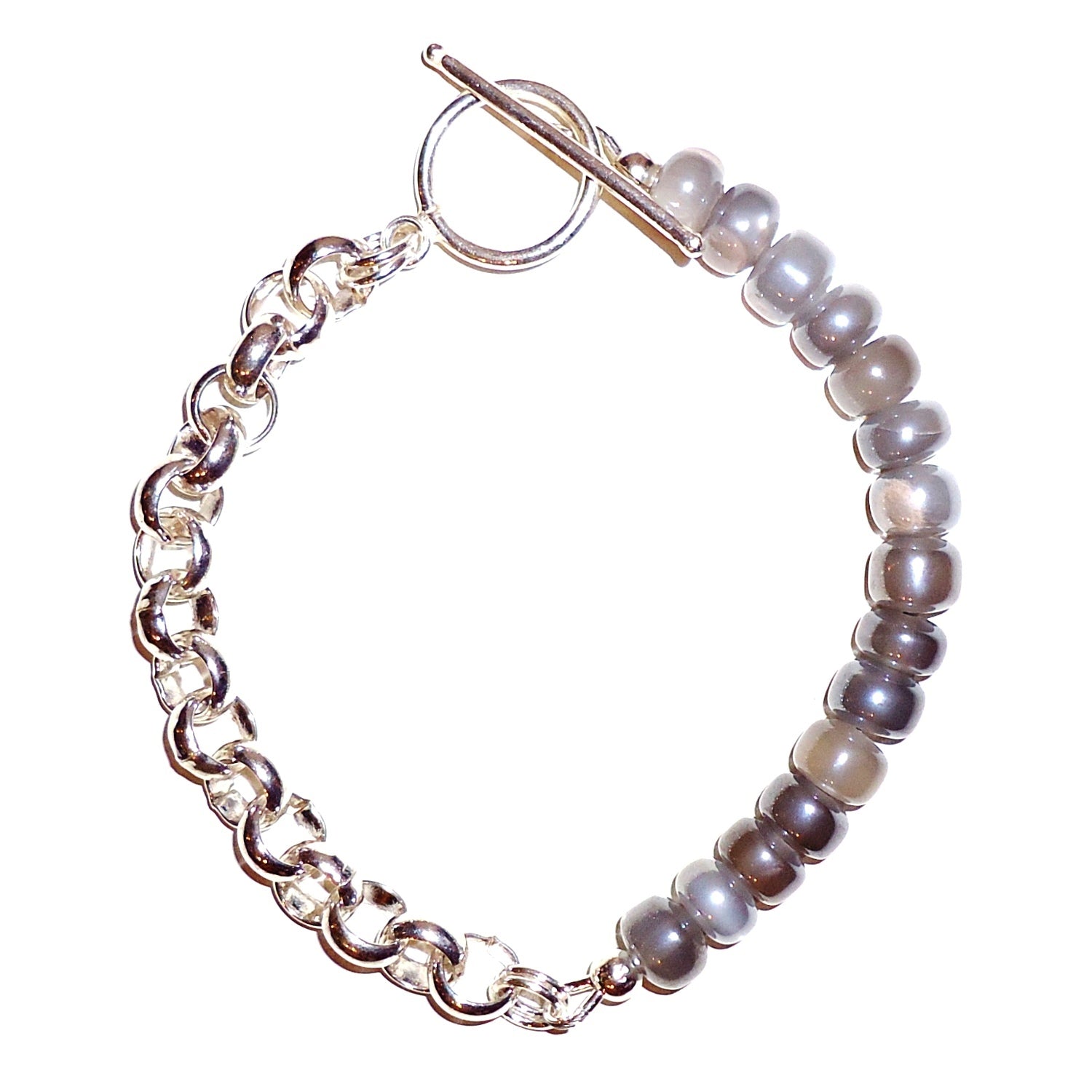Silver Chain & Moonstone Bead Bracelet - Handmade Boho Jewelry for Women | Perfect for Everyday Wear, Gifts & Spiritual Healing