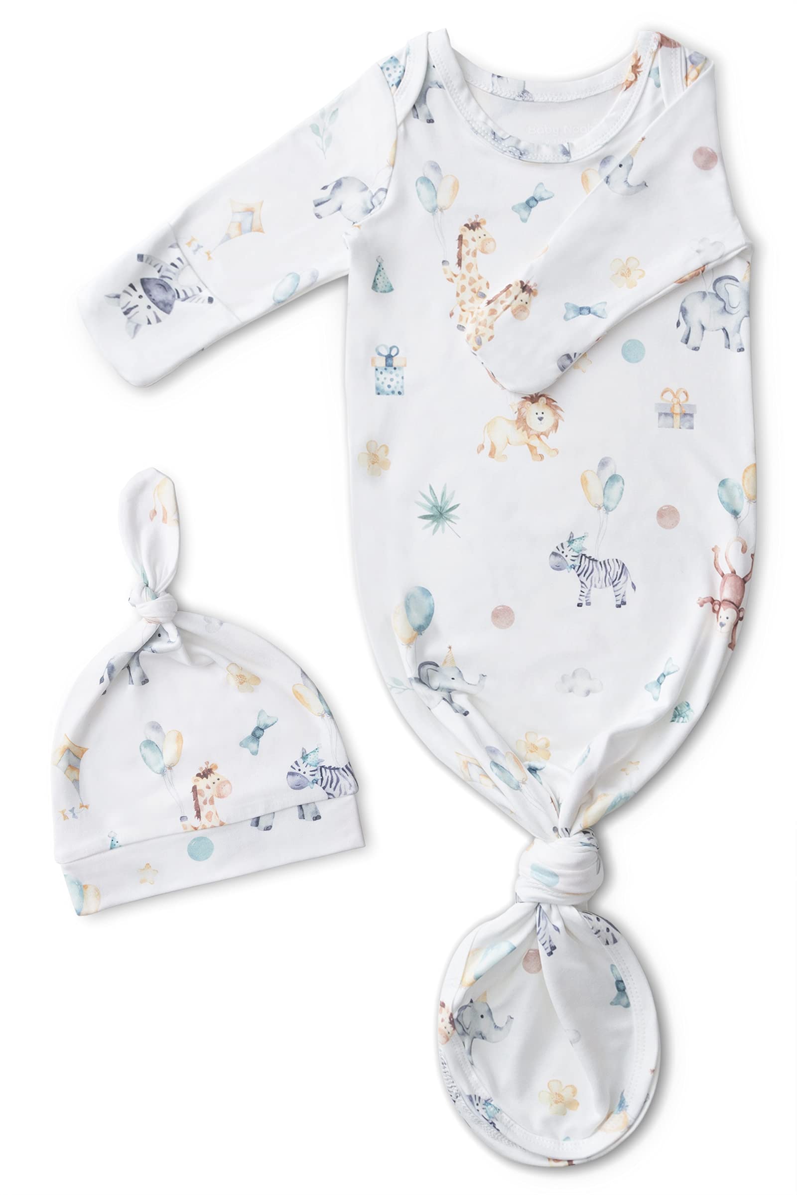 Soft Baby Knotted Gown for Newborn Girls - Hospital Outfit with Mitten Cuffs for Comfortable Sleep