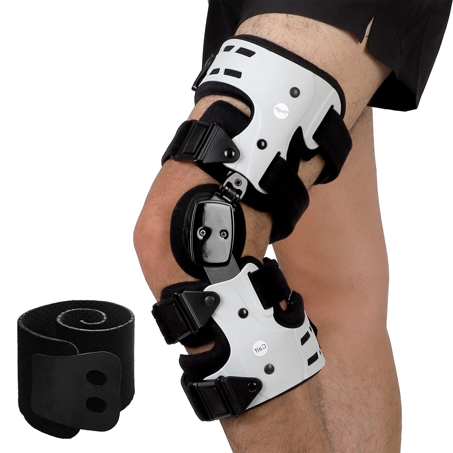 Orthomen OA Knee Brace with Anti-Slip Strap - Lateral Unloader Knee Support for Osteoarthritis & Rheumatoid Arthritis - Bone on Bone Relief & Cartilage Repair - Left Knee - Ideal for Walking, Running & Daily Activities