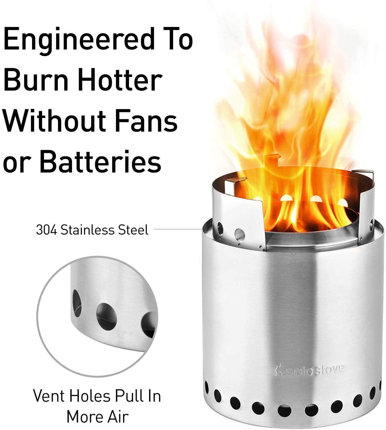 Solo Stove Campfire Portable Wood Burning Stove - Compact Stainless Steel Camping Stove for Backpacking, Hiking & Outdoor Cooking - No Batteries or Fuel Needed - Perfect for Campfires, Picnics & Emergency Preparedness