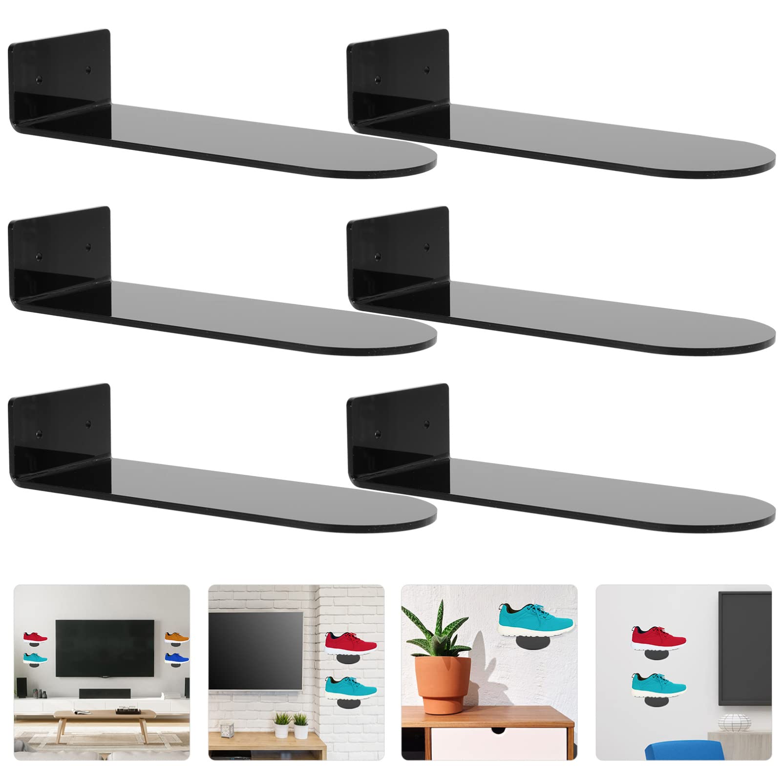 1 Set Acrylic Floating Shoe Rack - Wall Mounted Suspended Shoe Display Stand for Basketball & Sports Shoes - Space Saving Shoe Storage Organizer for Closet, Bedroom, or Entryway