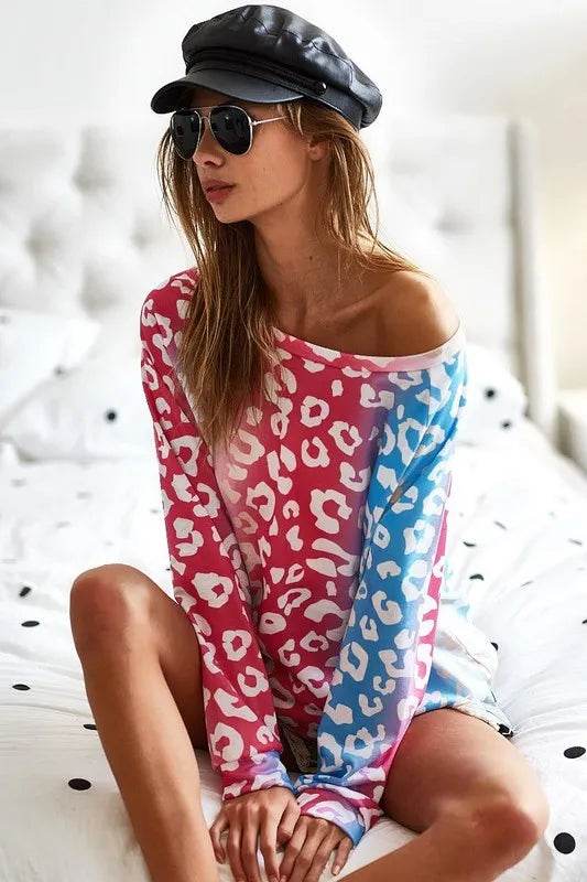 BiBi Gradation Leopard Print T-Shirt for Women - Trendy Animal Print Tee for Casual Wear, Street Style & Everyday Outfits