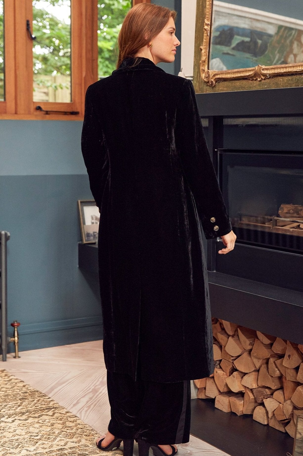 Luxury Velvet Opera Coat with Detachable Faux Fur Collar - Elegant Black Evening Coat for Women | Perfect for Weddings, Galas & Formal Events