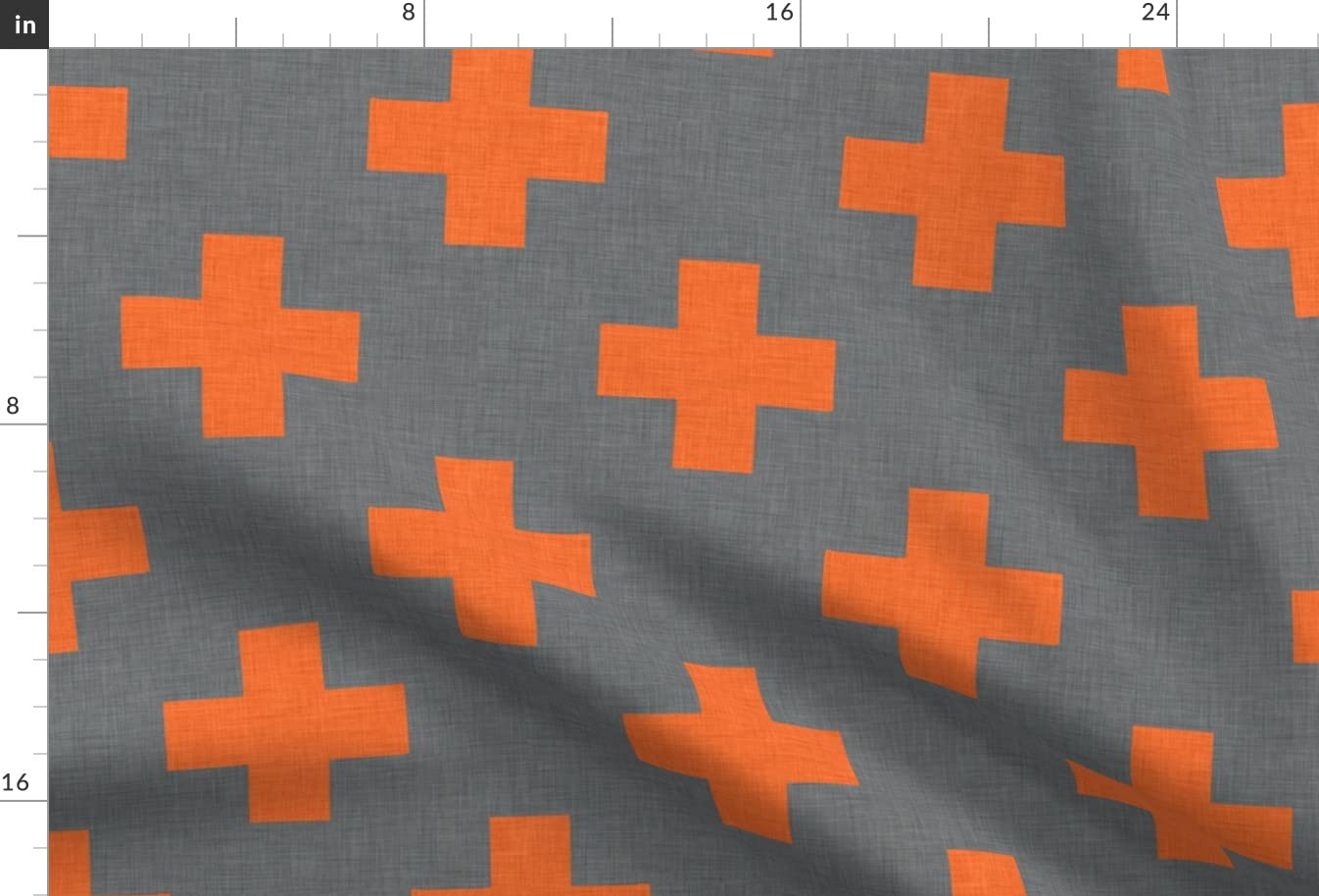 Plus Oranges Large Orange Grey Printed Minky Fabric Fat Quarter - Soft Baby Blanket, Quilt Backing & Plush Toy Material - Premium Spoonflower Fabric for Sewing & DIY Crafts