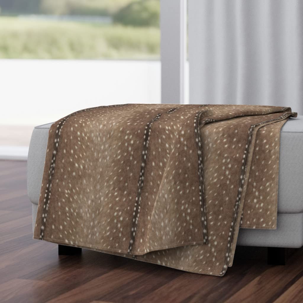 Soft Plush Minky Throw Blanket 50x70 Inches - Deer Hide Taupe Tribal Animal Print Cozy Blanket for Couch, Bed & Home Decor | Perfect Gift for Christmas & Winter