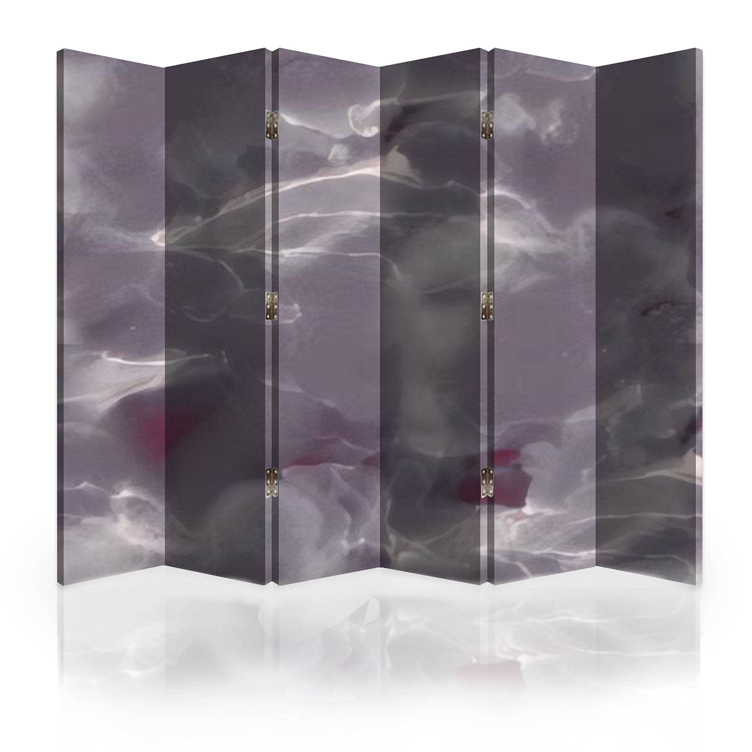 6-Panel Canvas Room Divider Screen with Tile Design - Eggplant Purple Graffiti Art Folding Privacy Partition for Bedroom, Office & Studio | Decorative Room Separator for Home & Commercial Spaces