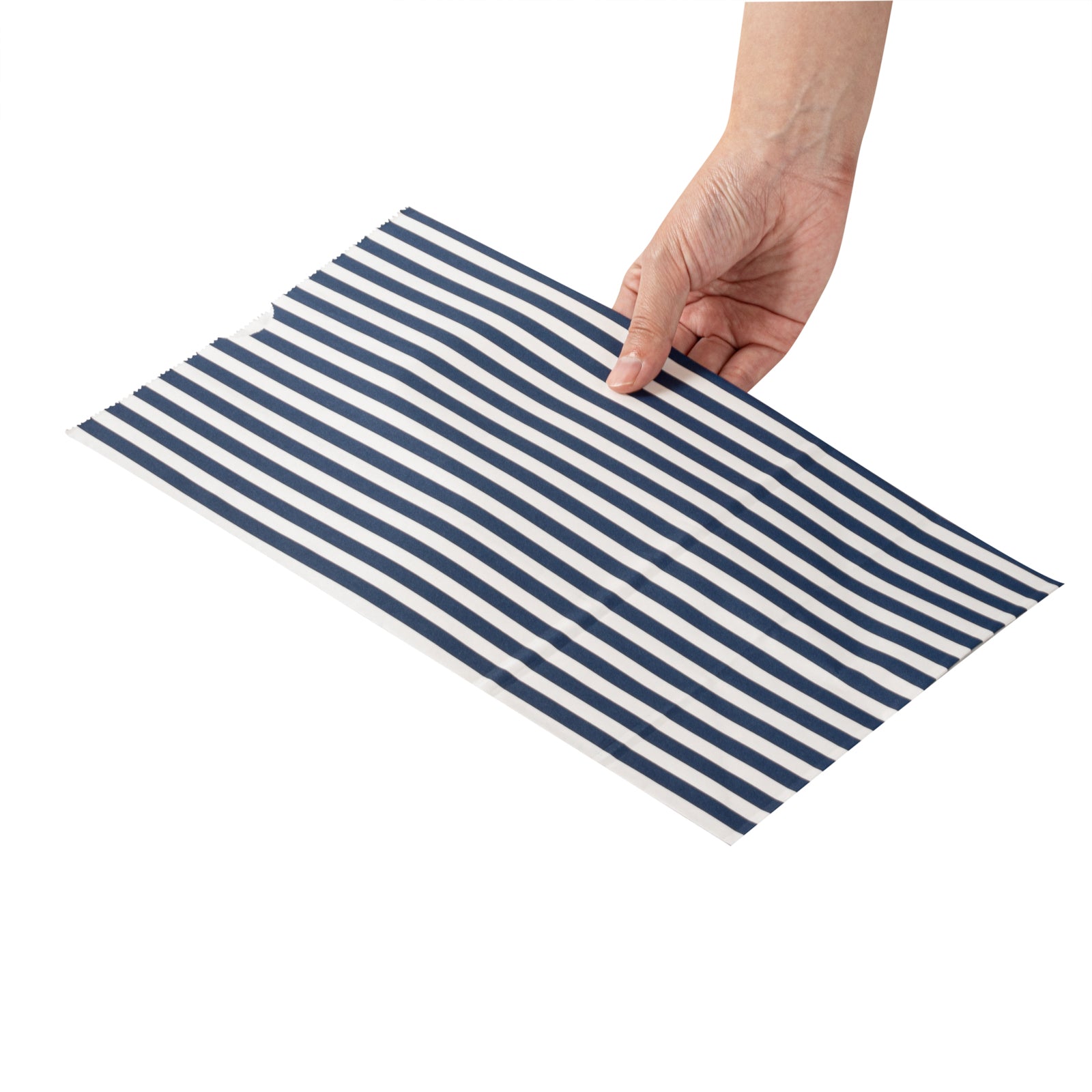 Premium Blue and White Striped Paper Bags - 12 lb Weight Capacity, 7 x 4.25 x 12.5 Inches (100 Count Box) - Perfect for Gift Wrapping, Party Favors, and Retail Packaging
