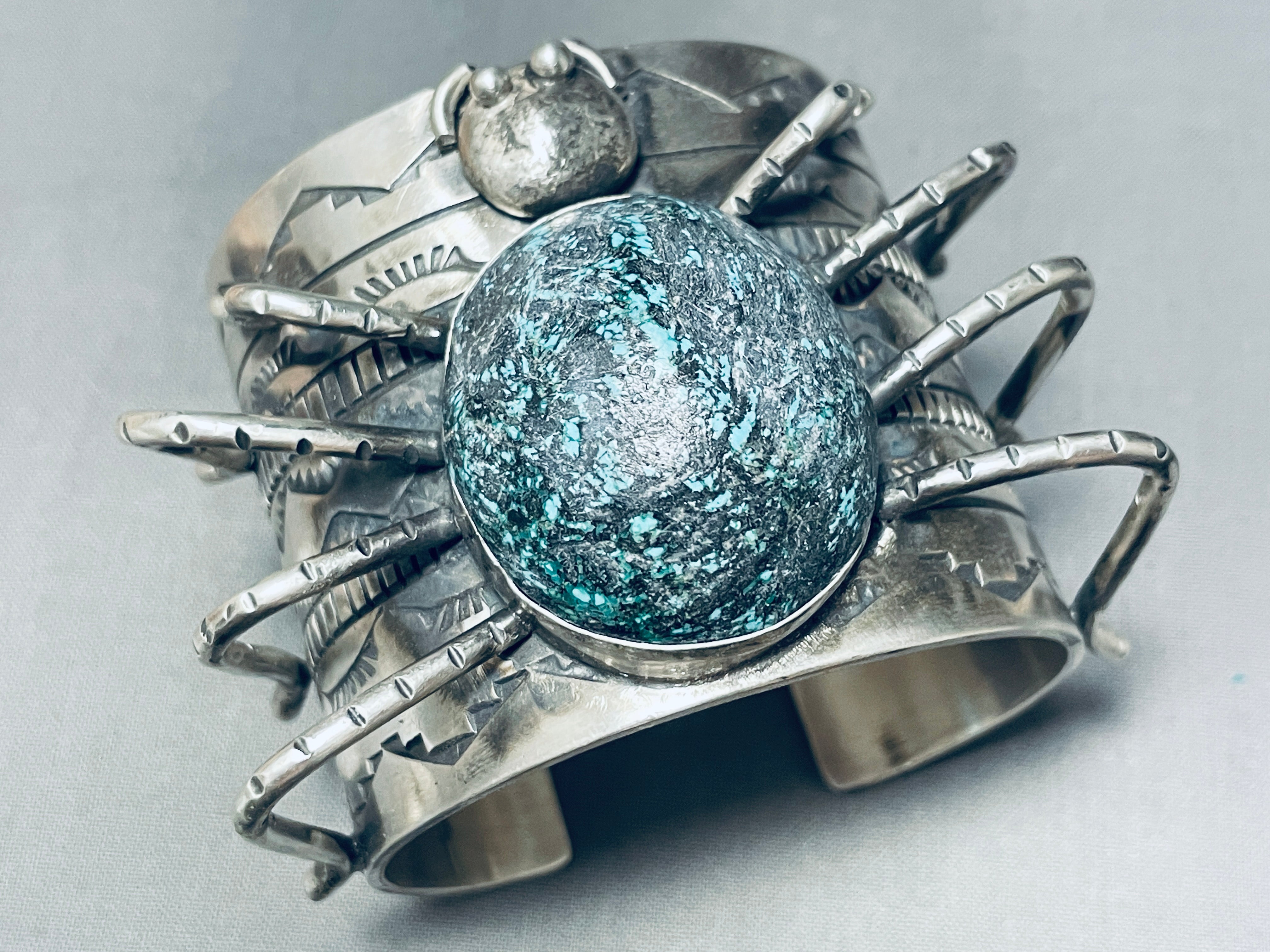 Authentic 181g Navajo Sterling Silver Bracelet with Genuine Spider Turquoise | Handmade Native American Jewelry for Women | Perfect for Boho, Western & Gift Occasions