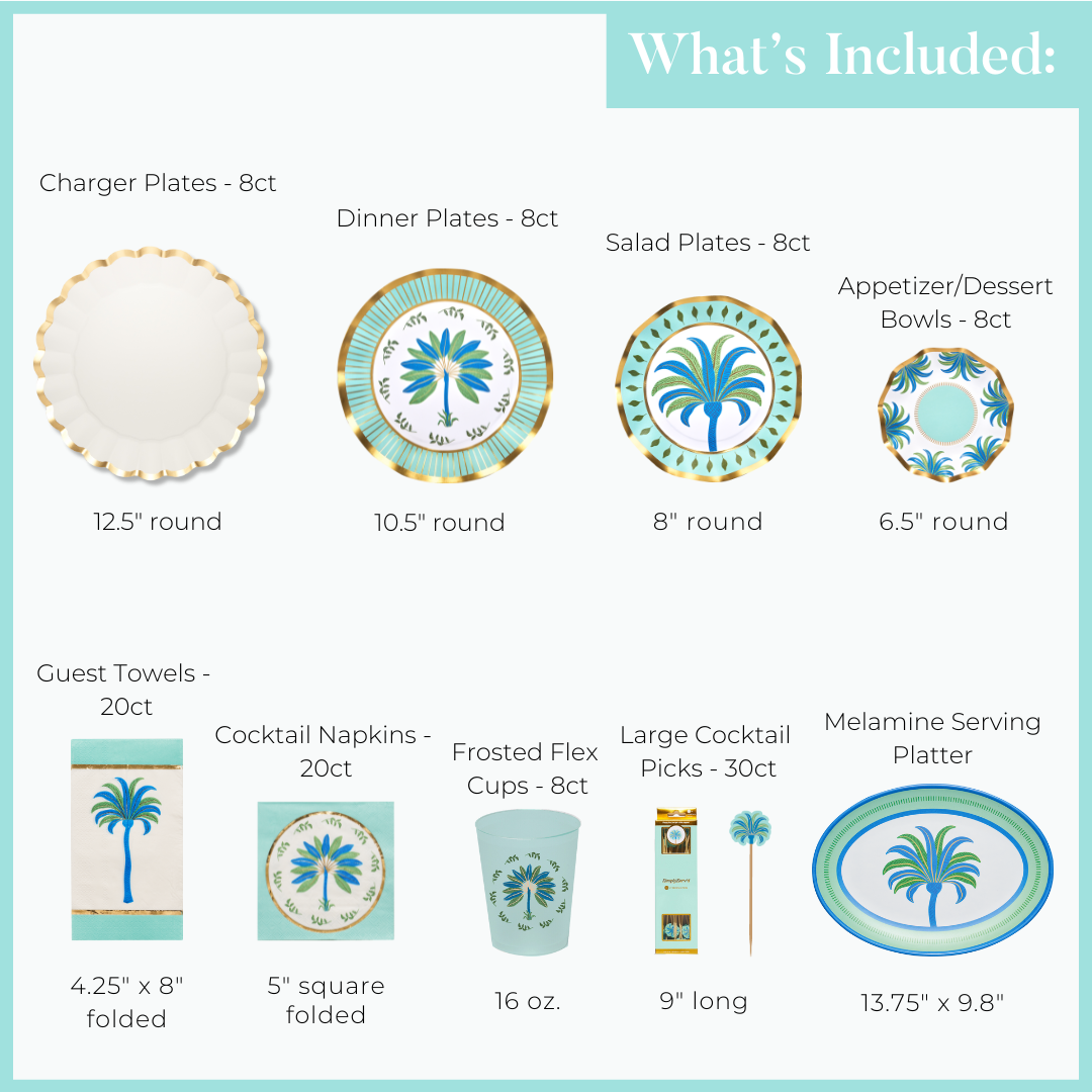 Preppy Palm Print Table Runner - Elegant Coastal Dining Decor for Beach Themed Parties & Summer Entertaining