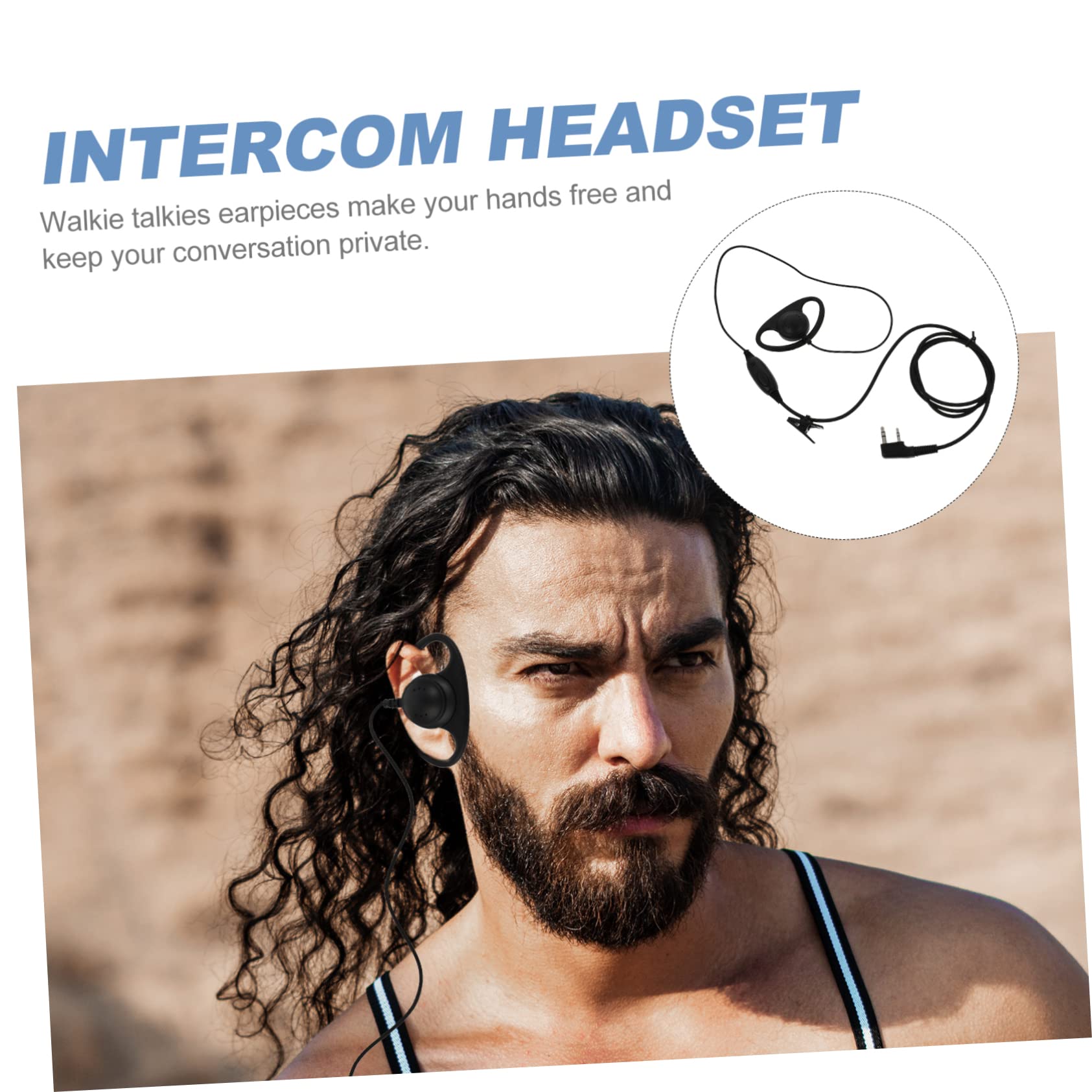 OSALADI Walkie Talkie Headset with Wired Intercom - Single Ear Hook Headphones for Two-Way Radio Communication - Ideal for Security, Construction, and Outdoor Adventures