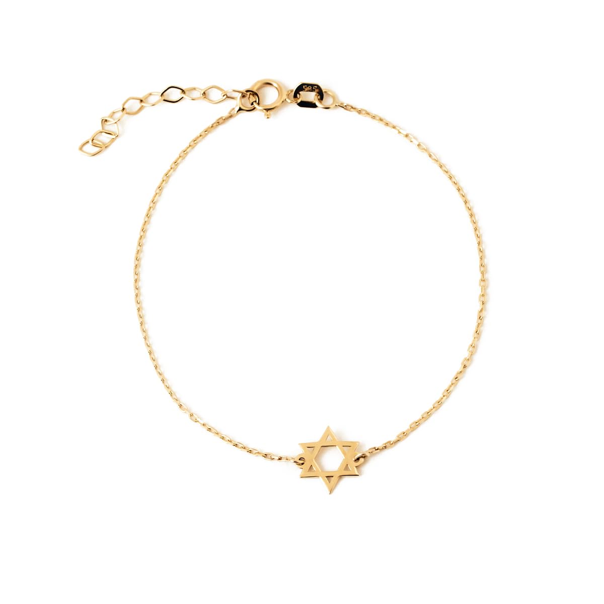 14K Solid Gold Star of David Bracelet for Women - Adjustable 6-7 Inch Dainty Jewish Jewelry | Religious Protection Charm Bracelet | Perfect Birthday, Hanukkah & Wedding Gift | Ideal for Daily Wear & Special Occasions